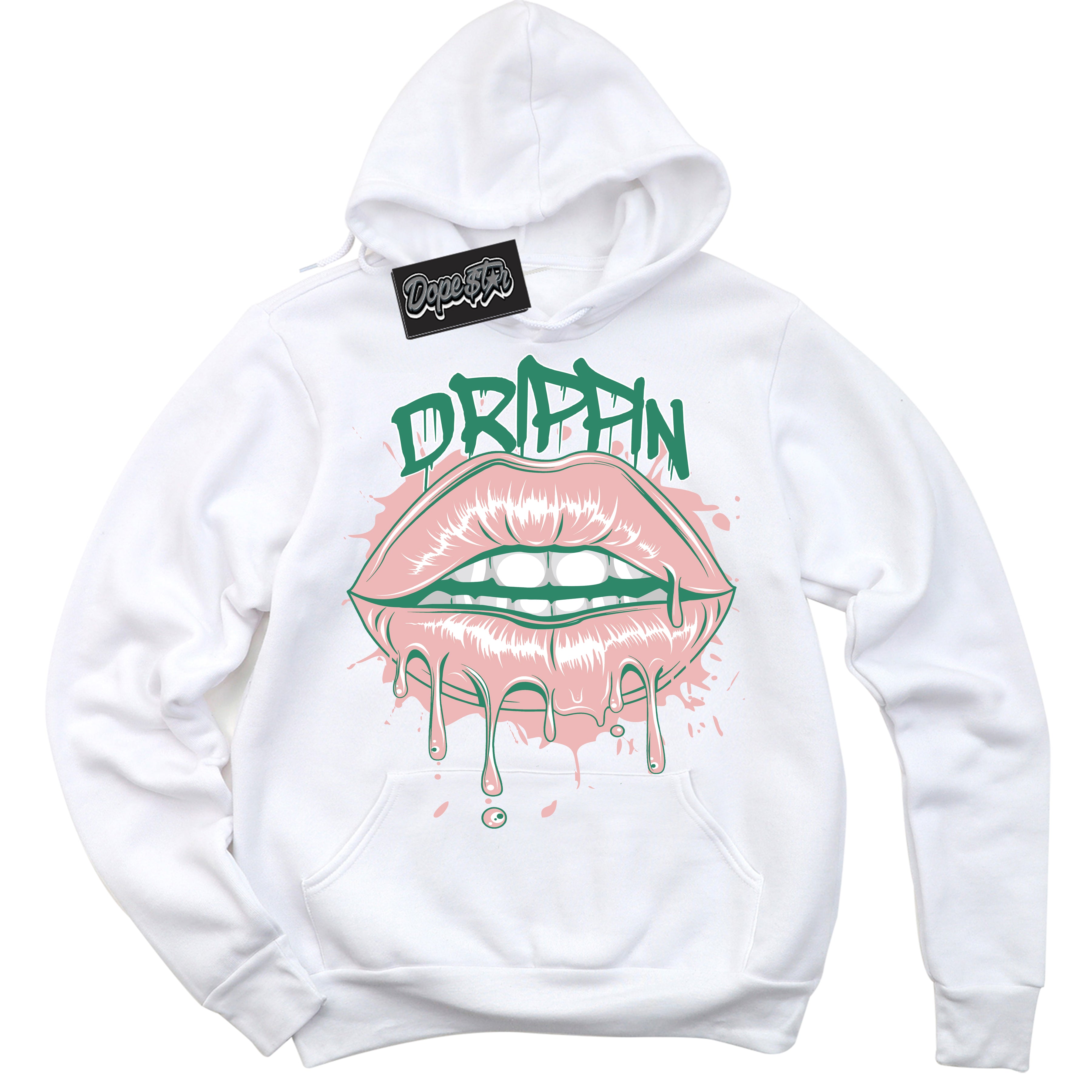 Cool White Hoodie with “ Drippin ”  design that Perfectly Matches Malachite Dunks.