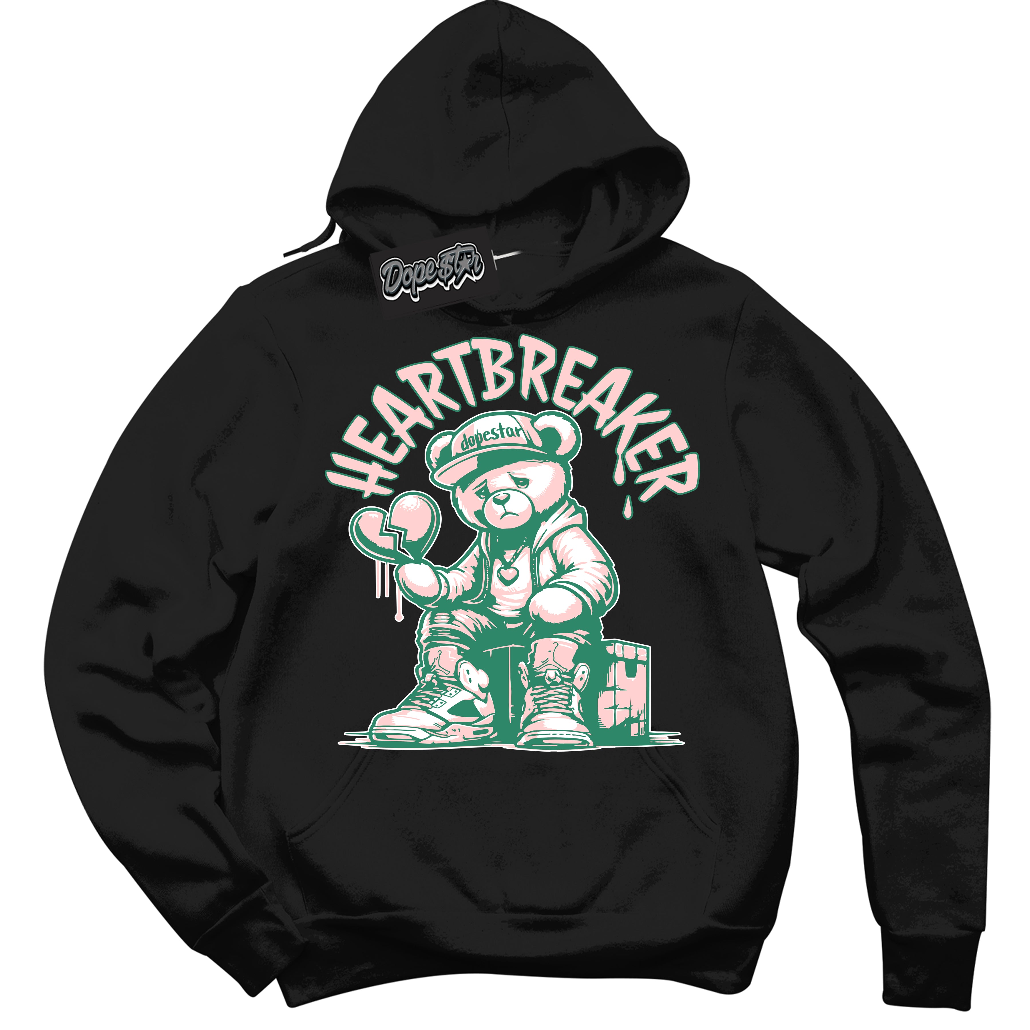 Cool Black Hoodie with “ Heartbreaker Bear ”  design that Perfectly Matches Malachite Dunks.