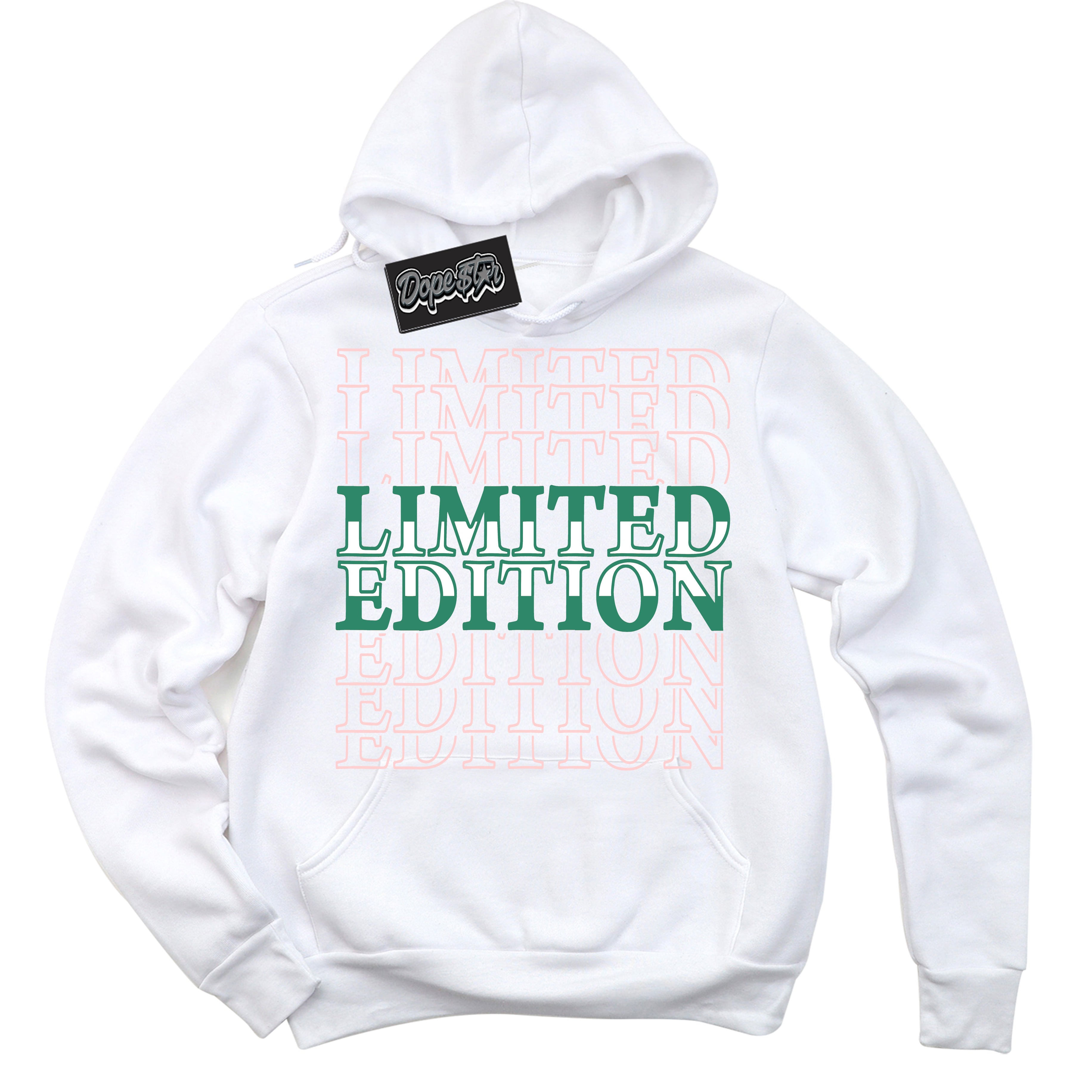 Cool White Hoodie with “ Limited Edition ”  design that Perfectly Matches Malachite Dunks.