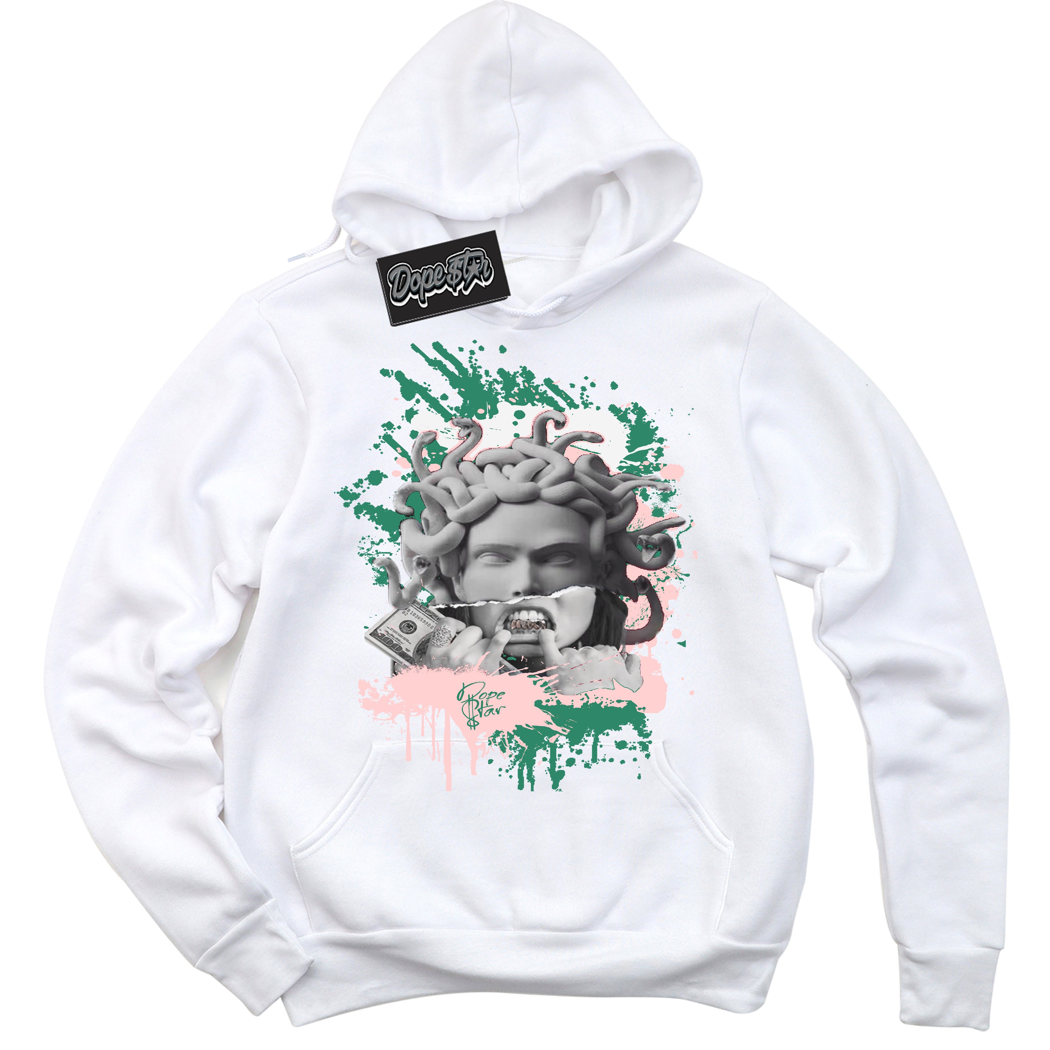 Cool White Hoodie with “ Medusa ”  design that Perfectly Matches Malachite Dunks.