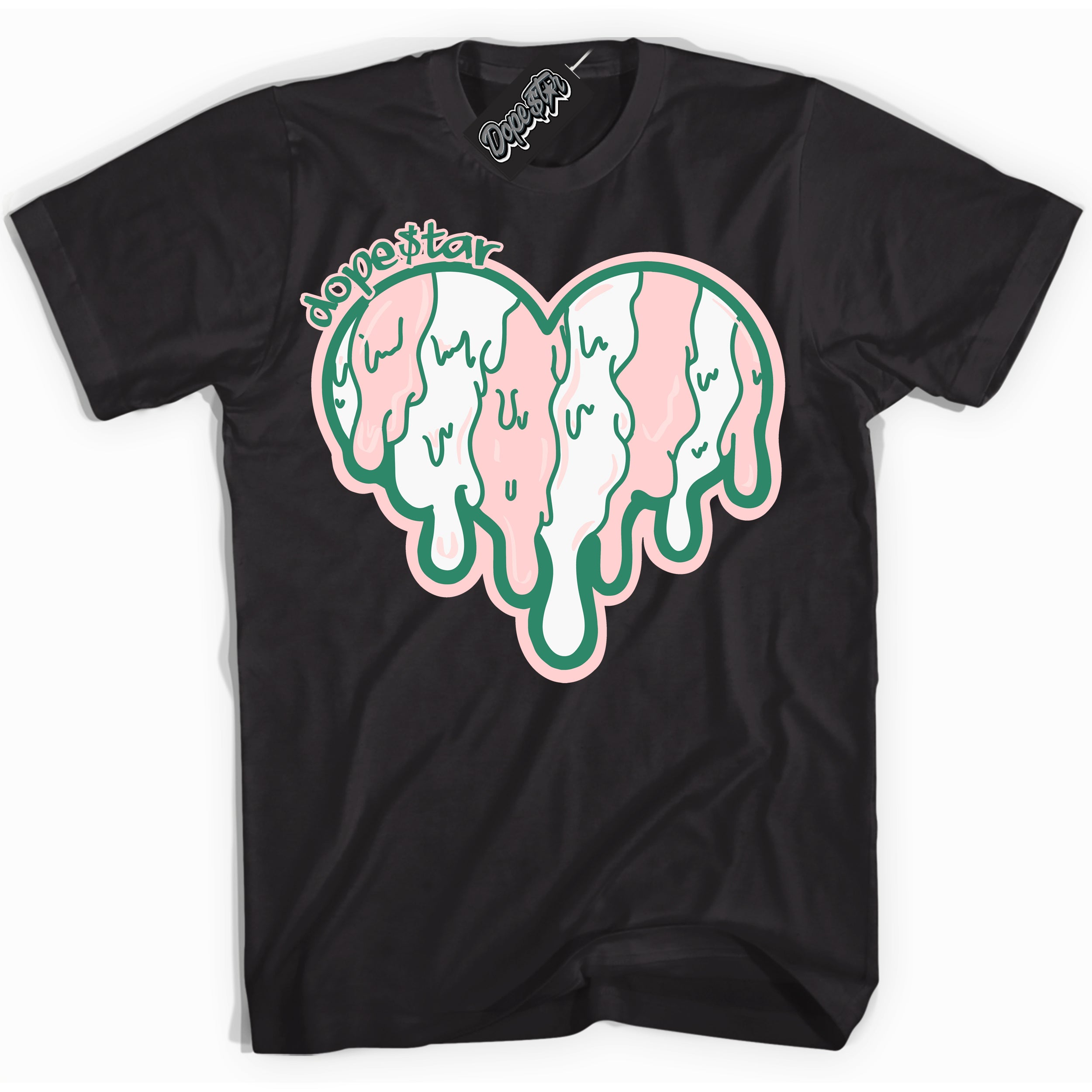 Cool Black Shirt with “ Melting Heart ” design that perfectly matches Malachite Dunks.