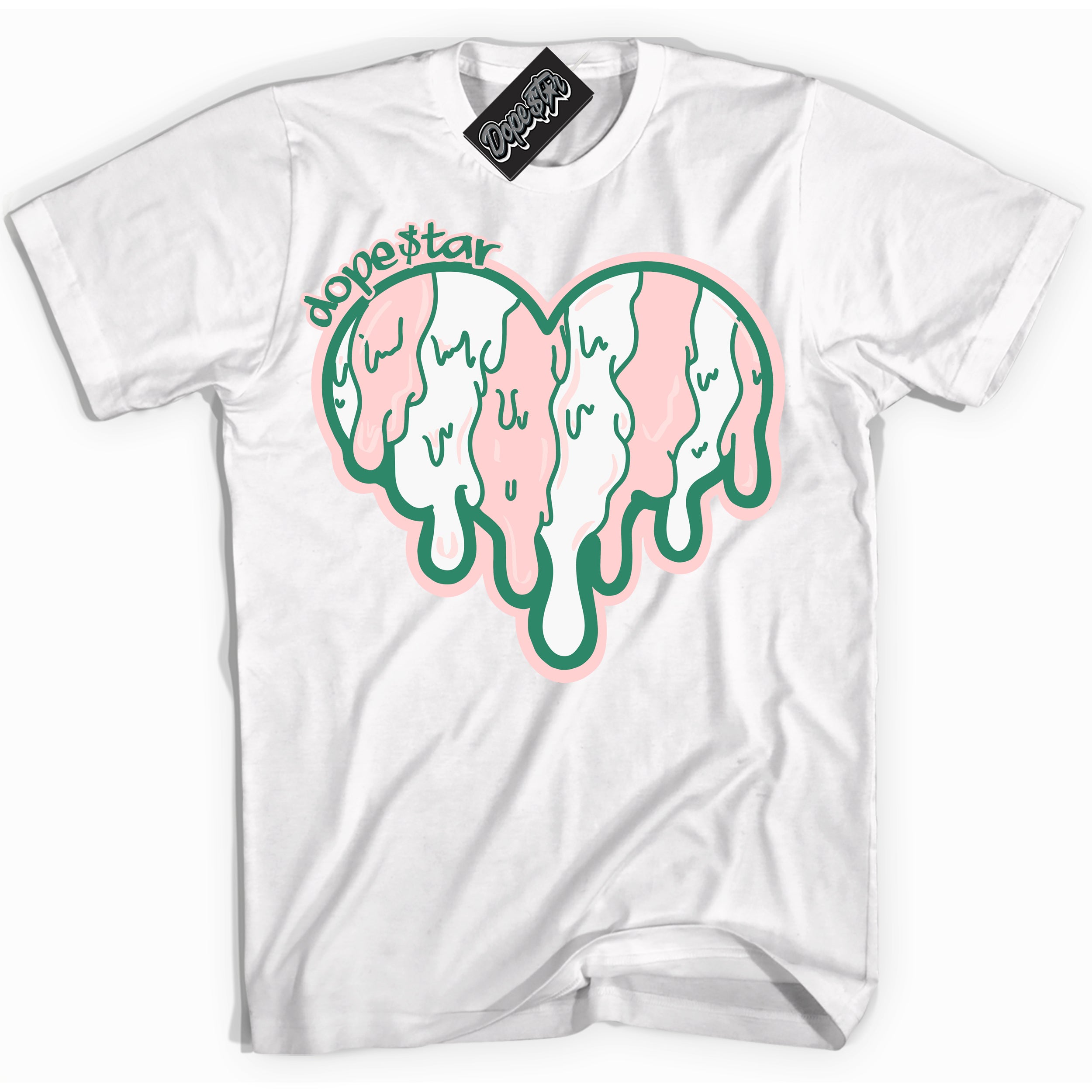 Cool White Shirt with “ Melting Heart ” design that perfectly matches Malachite Dunks.