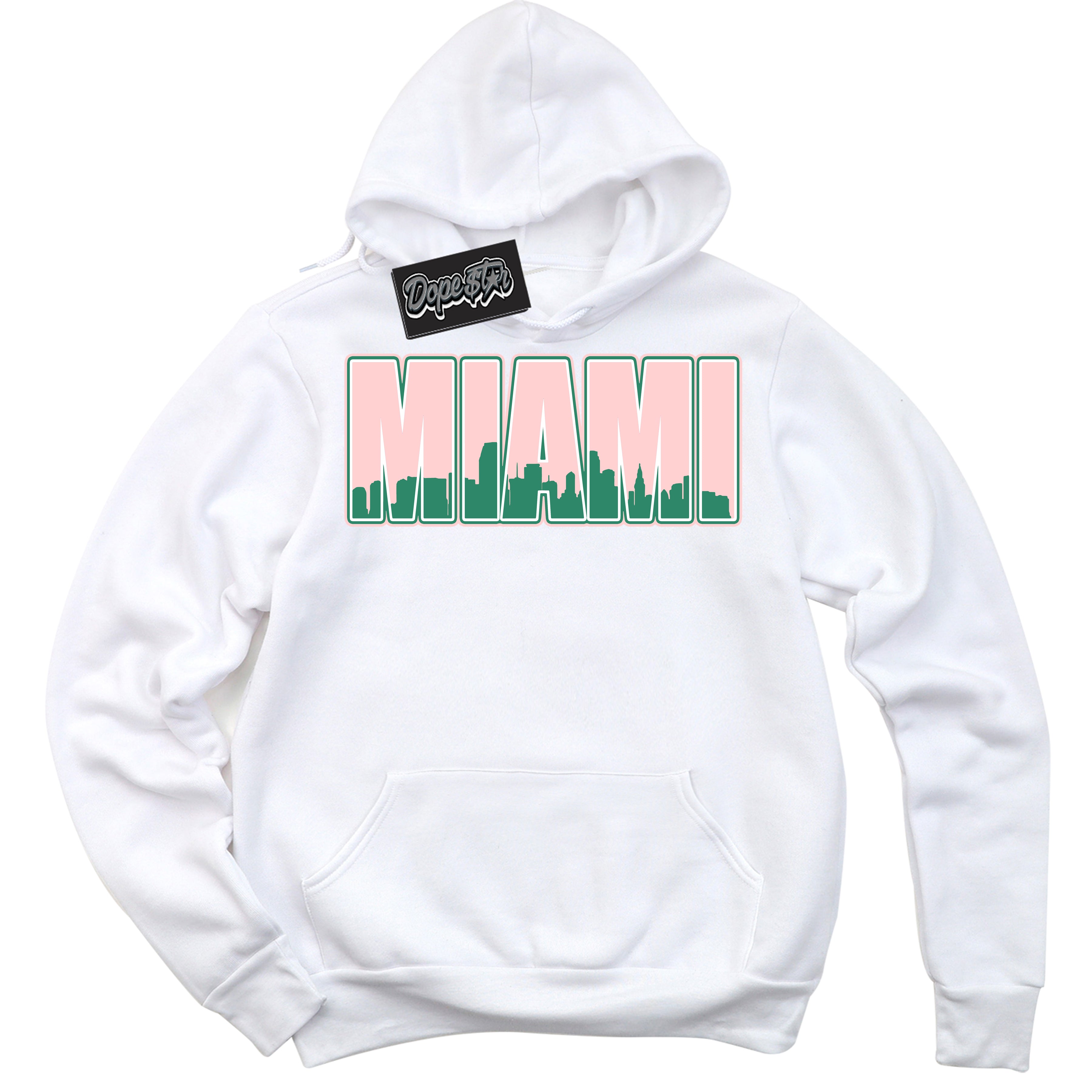 Cool White Hoodie with “ Miami ”  design that Perfectly Matches Malachite Dunks.