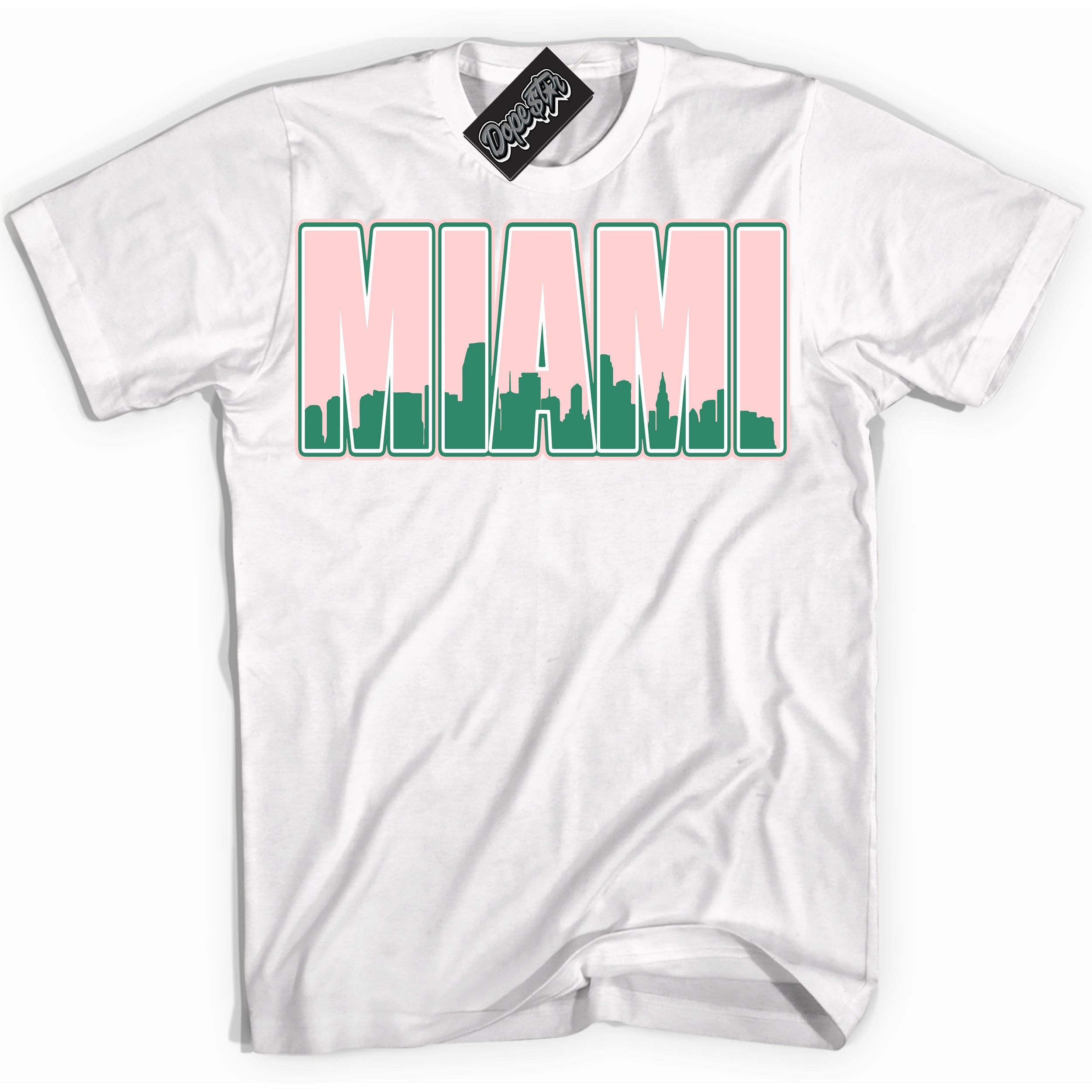 Cool White Shirt with “ Miami ” design that perfectly matches Malachite Dunks.