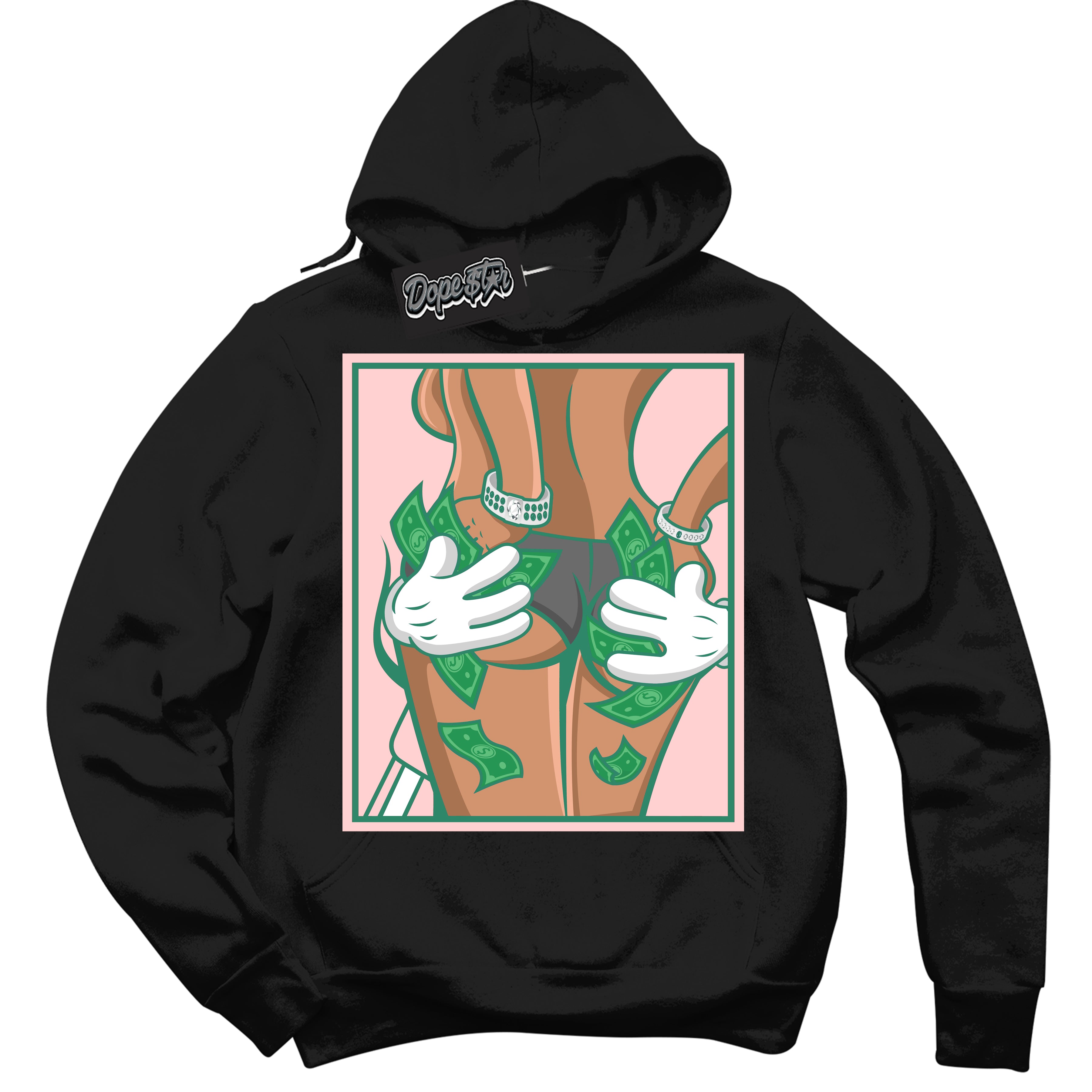 Cool Black Hoodie with “ Money Hands ”  design that Perfectly Matches Malachite Dunks Dunks.