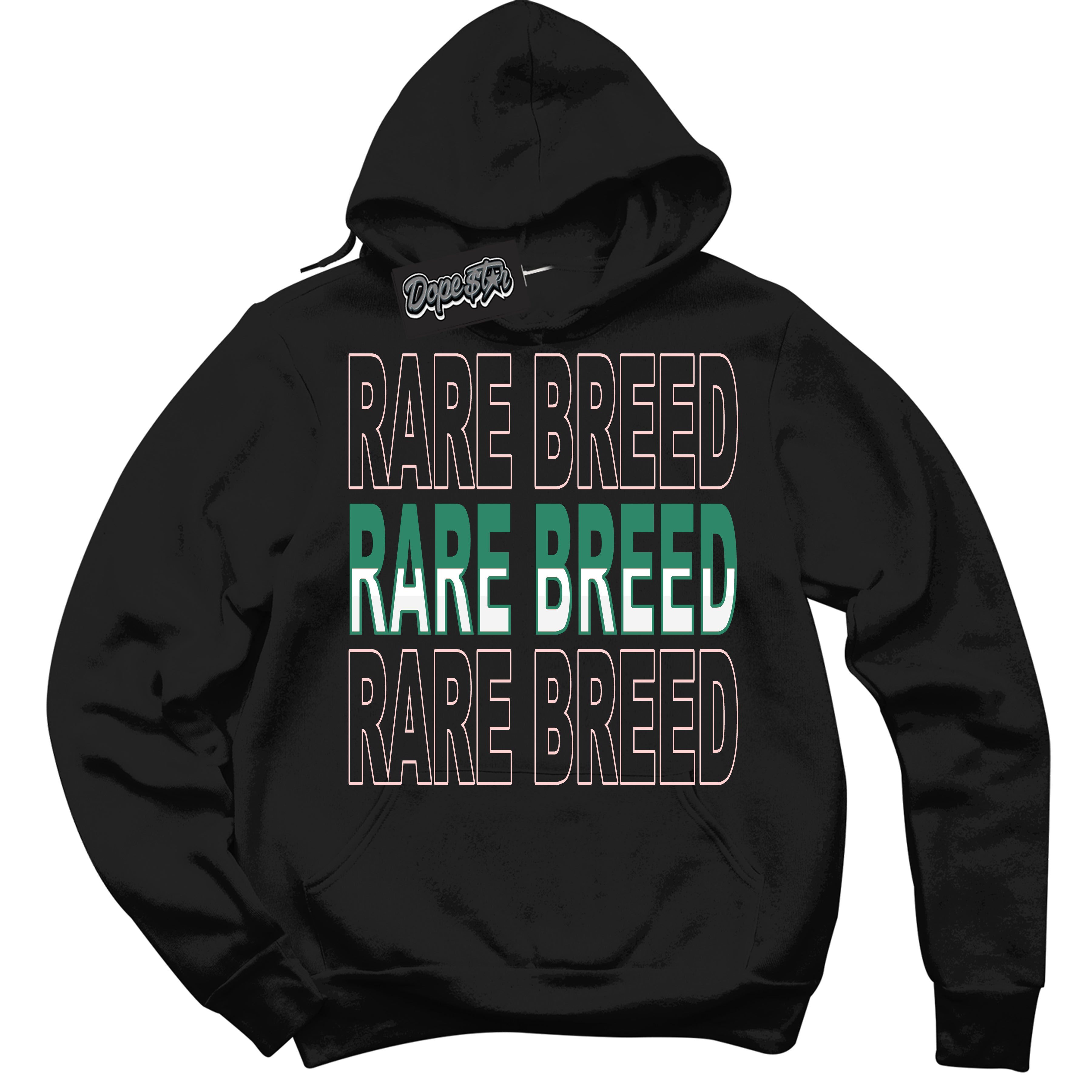 Cool Black Hoodie with “ Rare Breed ”  design that Perfectly Matches Malachite Dunks.