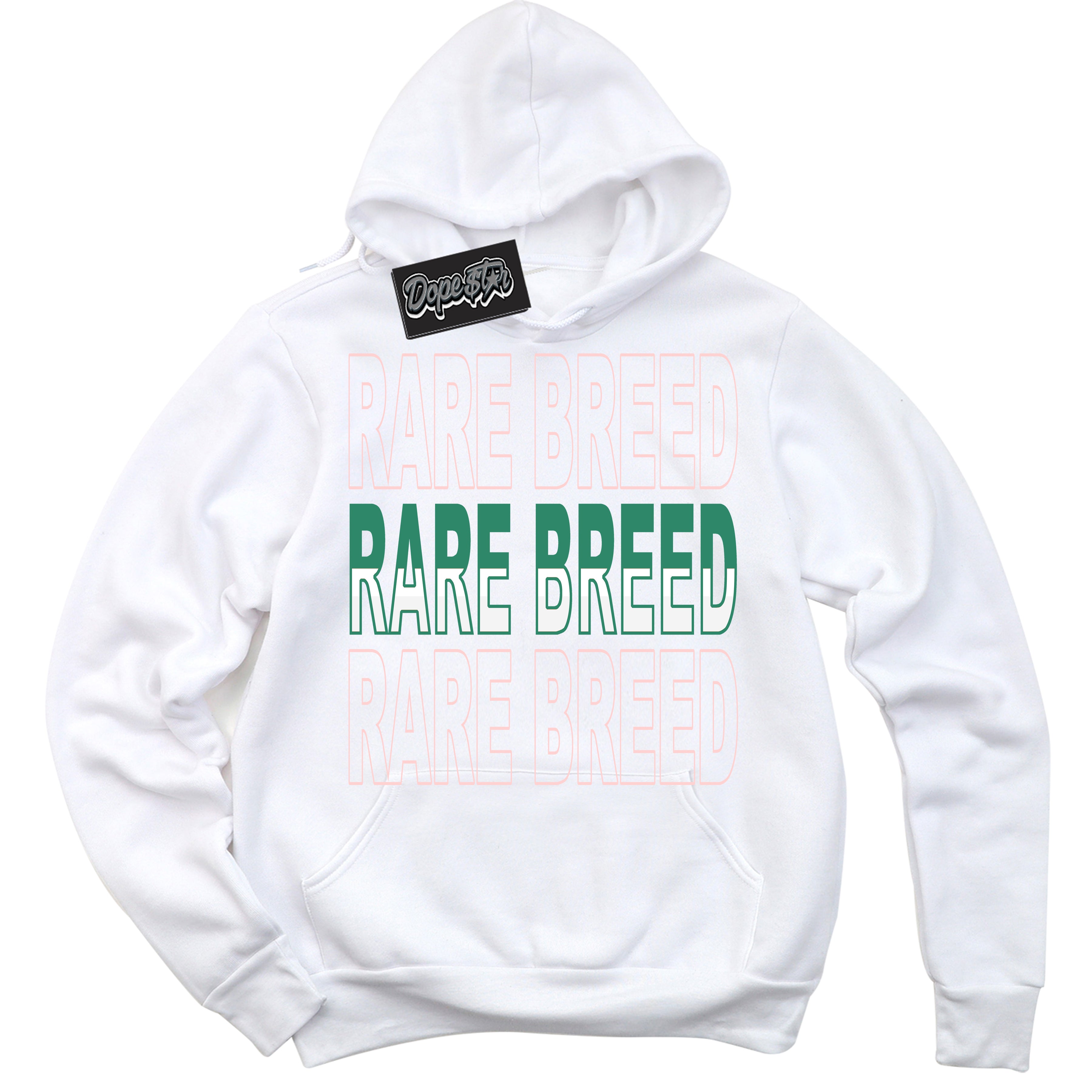 Cool White Hoodie with “ Rare Breed ”  design that Perfectly Matches Malachite Dunks.