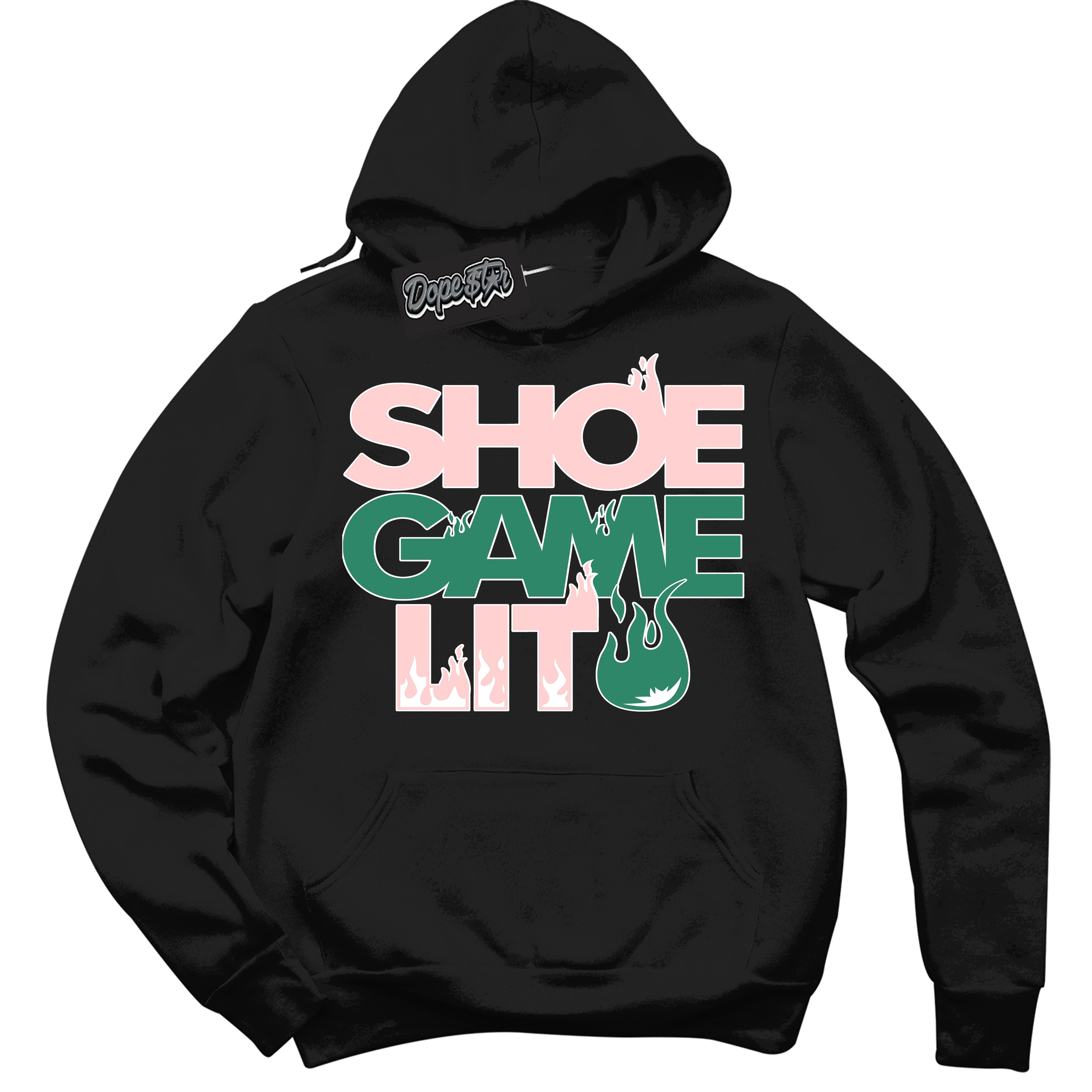 Cool Black Hoodie with “ Shoe Game Lit ”  design that Perfectly Matches Malachite Dunks.