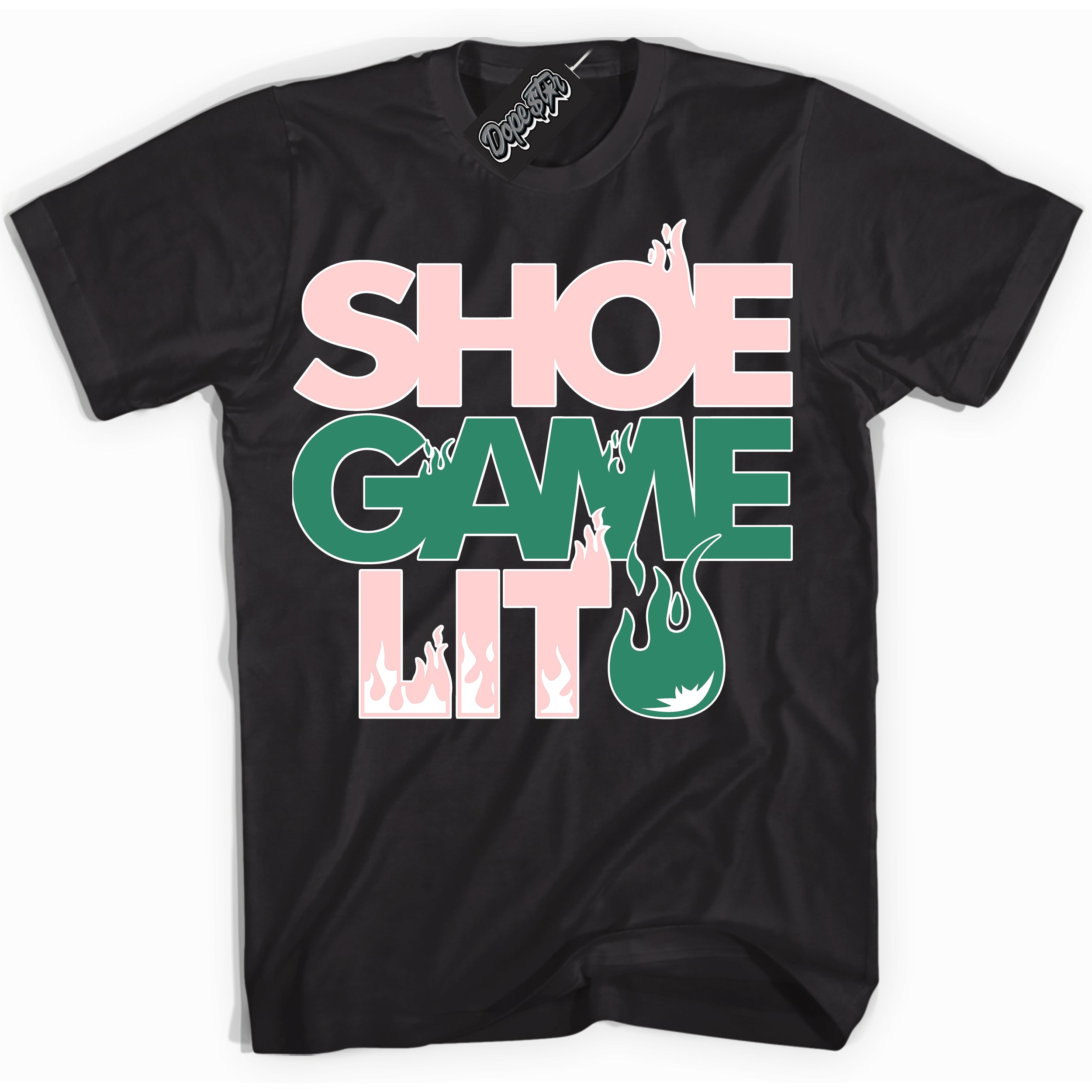 Cool Black Shirt with “ Shoe Game Lit ” design that perfectly matches Malachite Dunks.