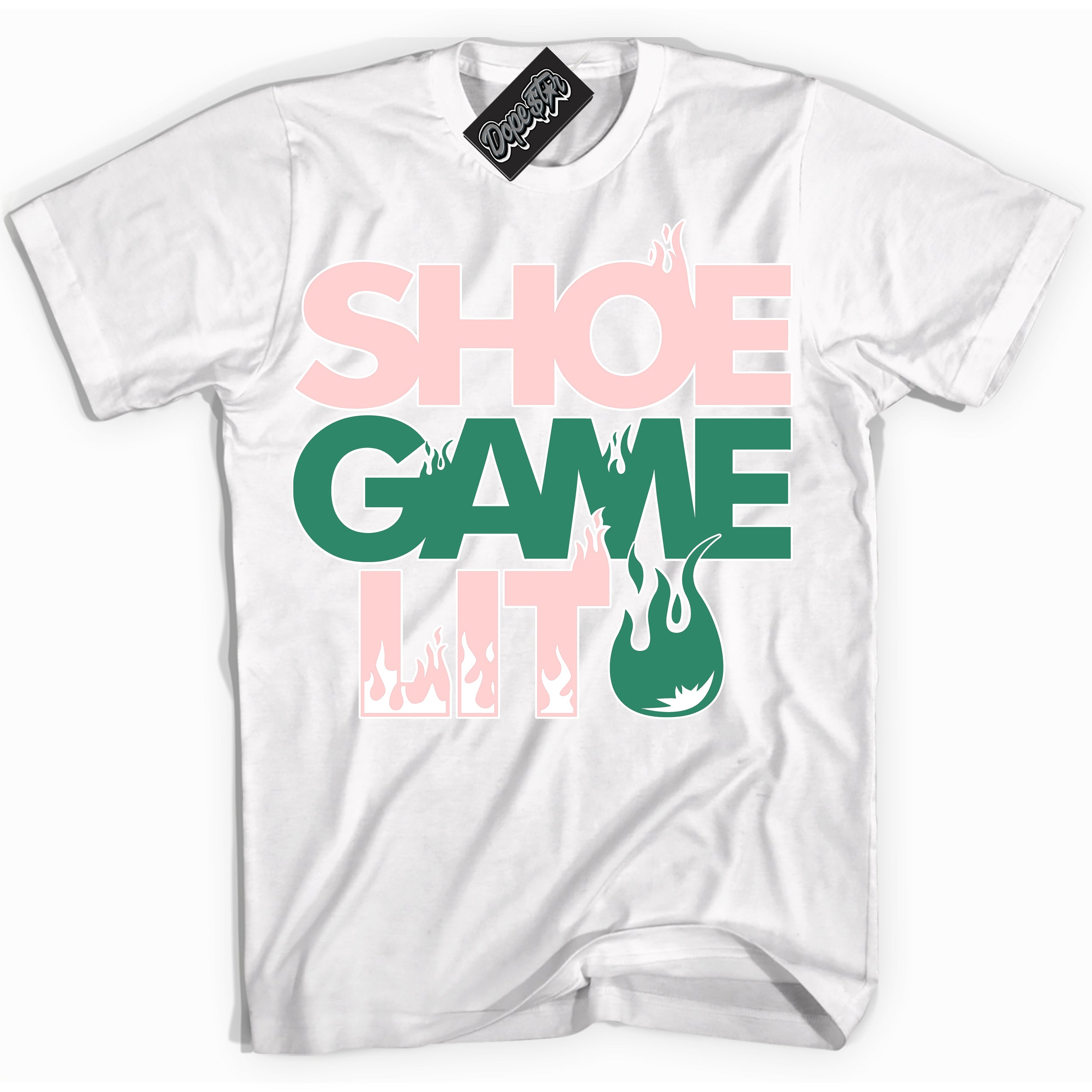 Cool White Shirt with “ Shoe Game Lit ” design that perfectly matches Malachite Dunks.