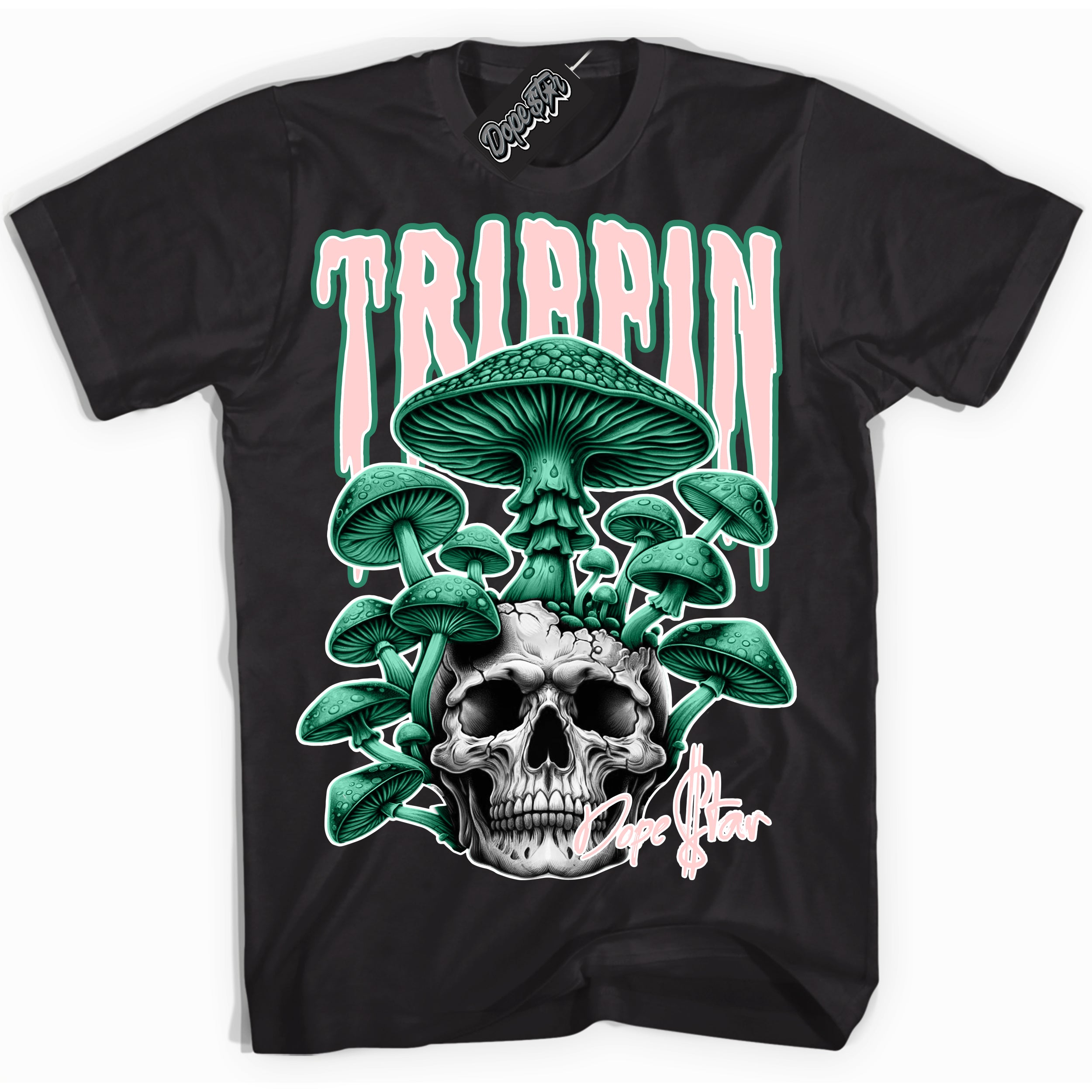 Cool Black Shirt with “Trippin” design that perfectly matches the Malachite Dunk Sneakers.