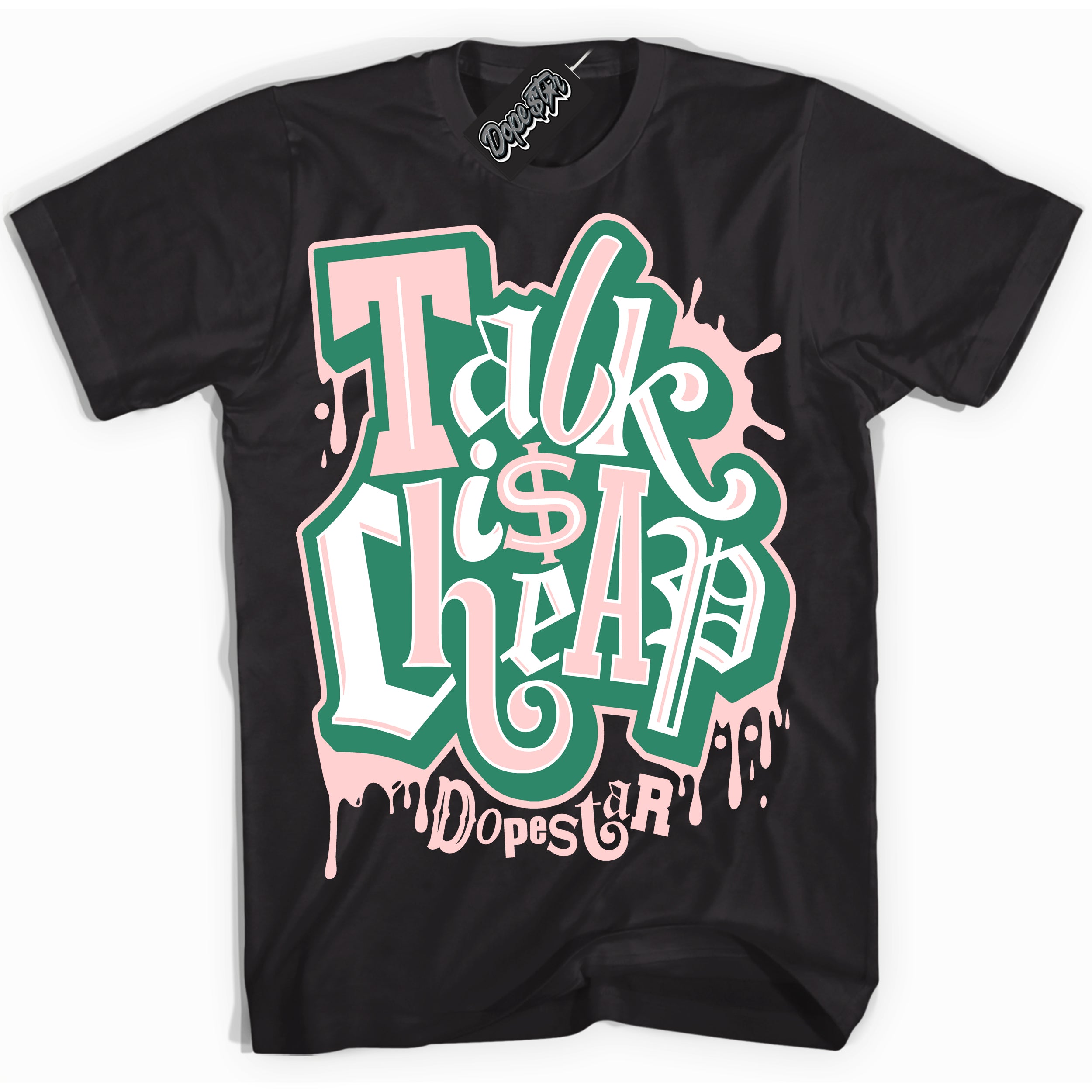 Cool Black Shirt with “ Talk Is Cheap ” design that perfectly matches Malachite Dunks.