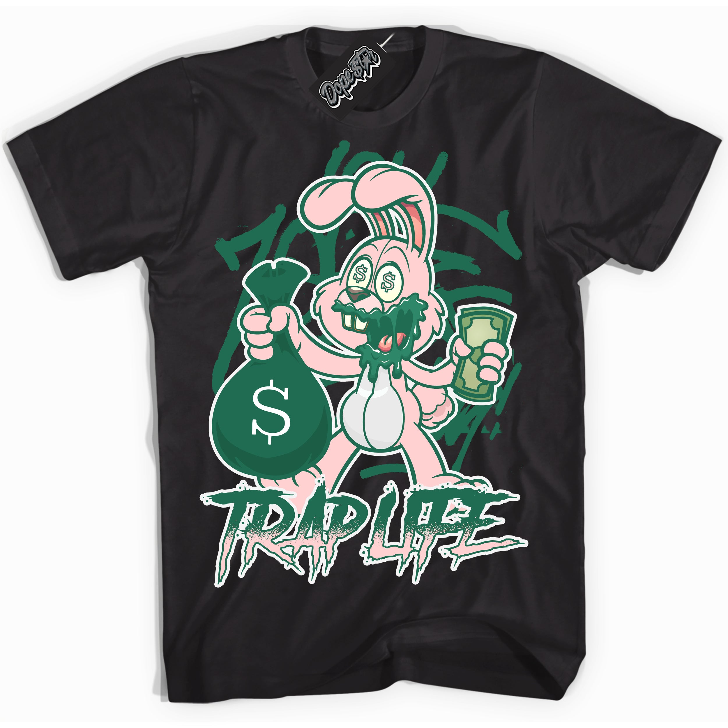 Cool Black Shirt with “ Trap Rabbit ” design that perfectly matches Malachite Dunks Dunks.