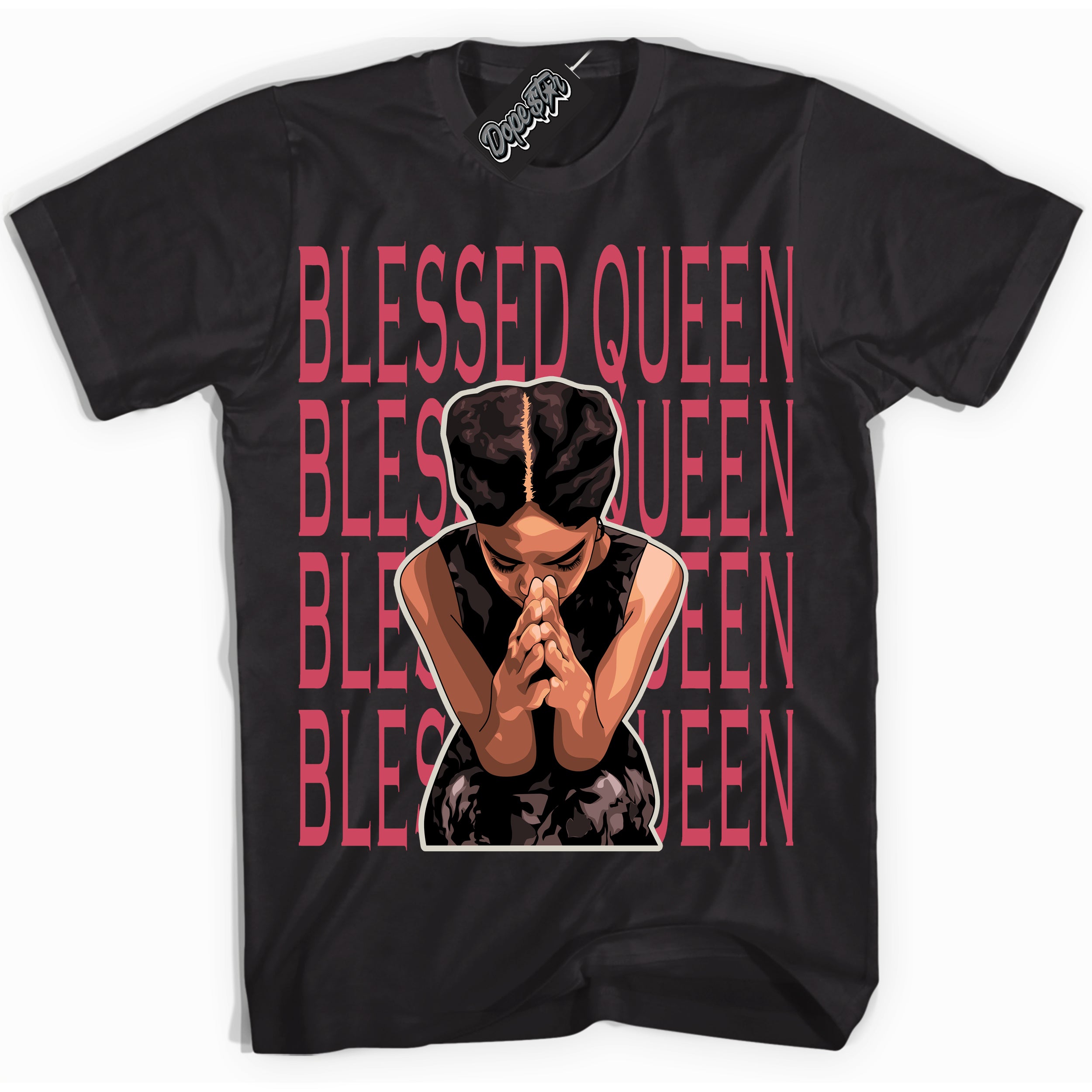 Cool Black Shirt with “Blessed Queen” design that perfectly matches Next Nature Aster Pink Dunk.