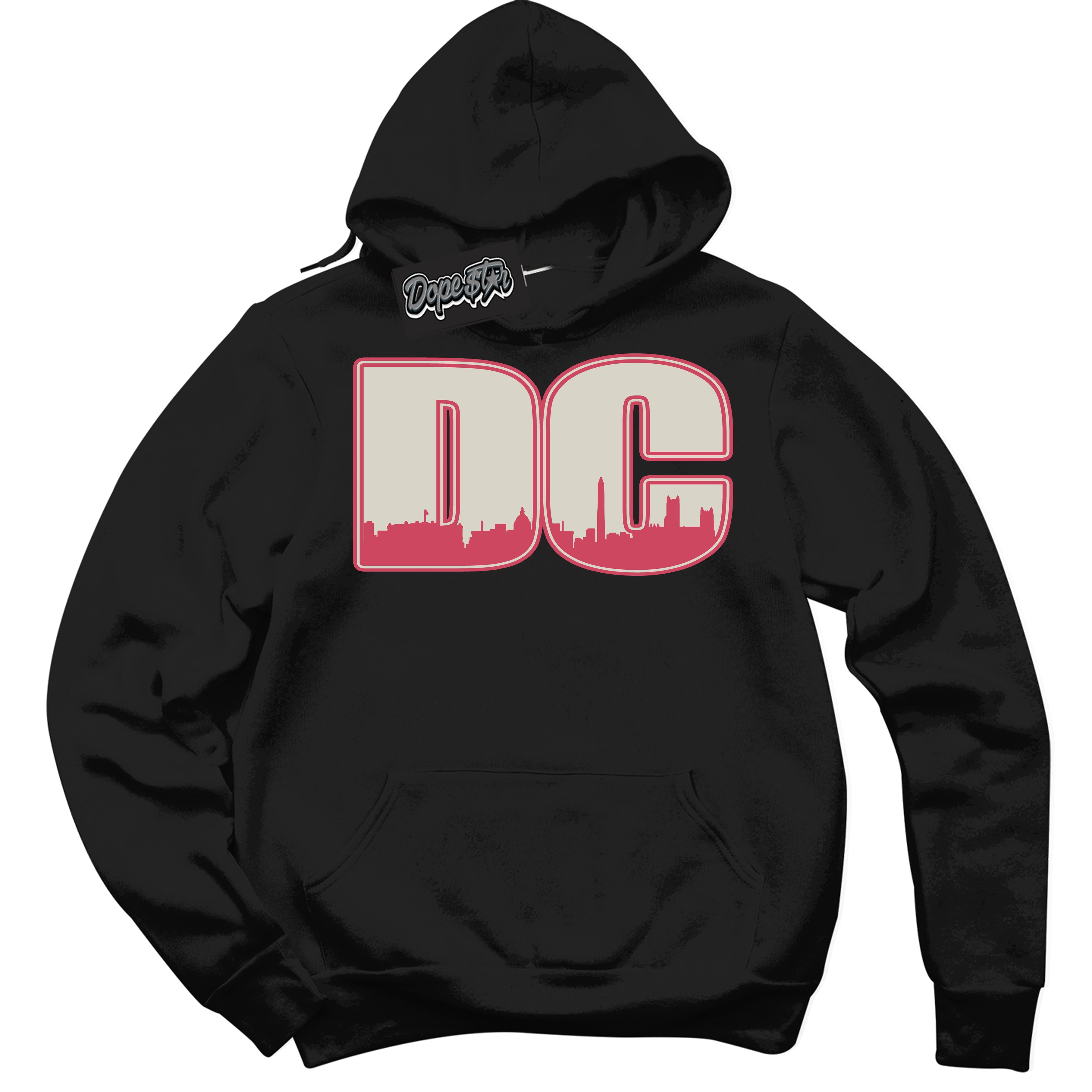 Cool Black Hoodie with “DC” design that Perfectly Matches Next Nature Aster Pink Dunk.