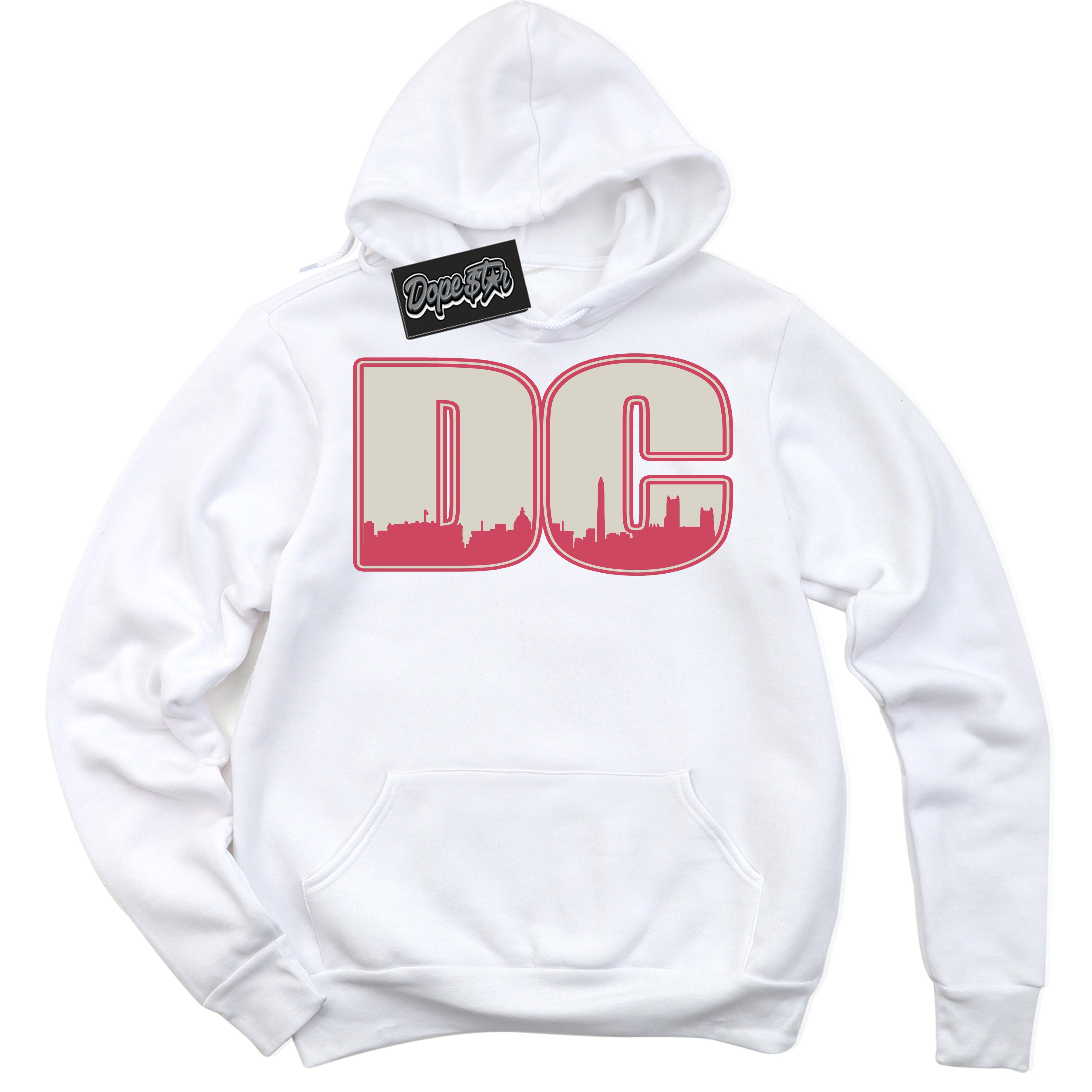 Cool White Hoodie with “DC” design that Perfectly Matches Next Nature Aster Pink Dunk.