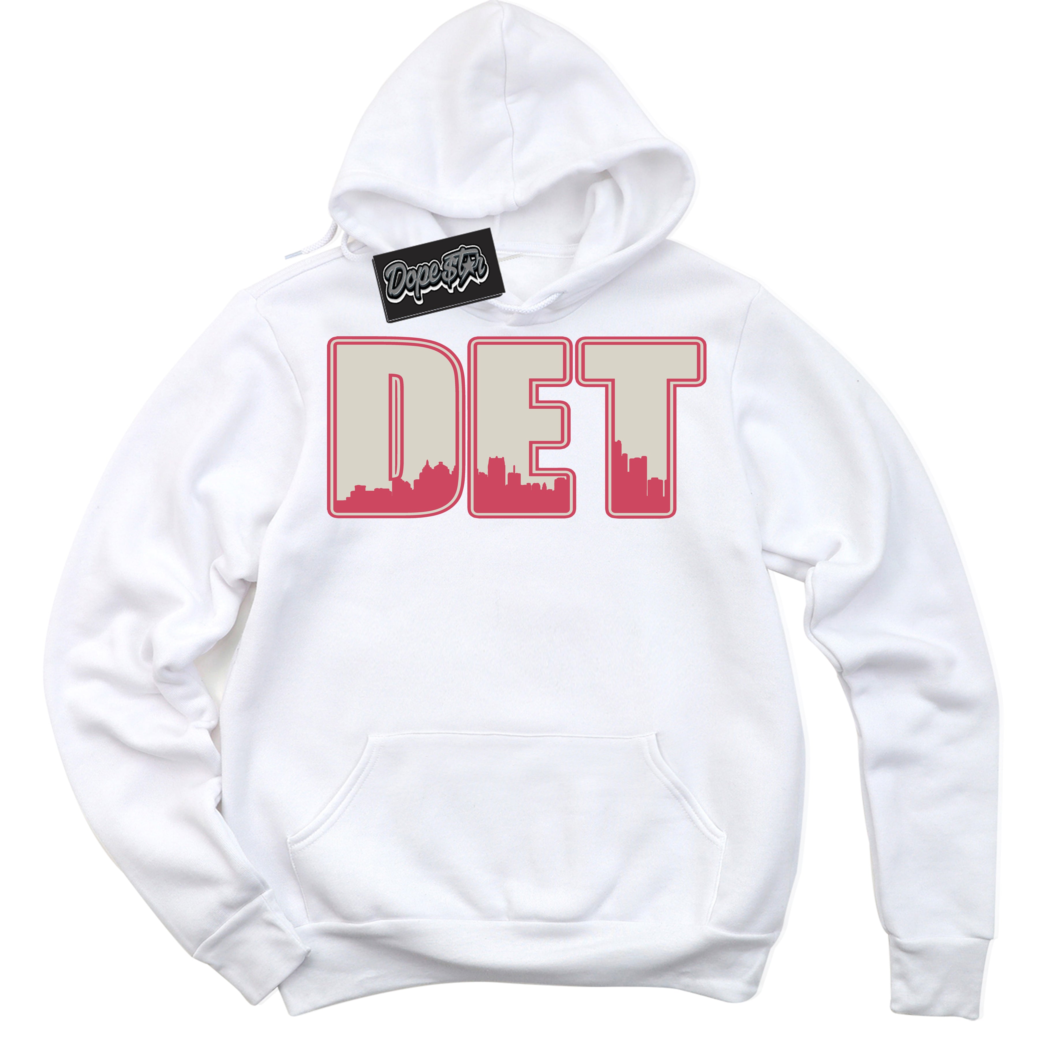 Cool White Hoodie with “Detroit” design that Perfectly Matches Next Nature Aster Pink Dunk.