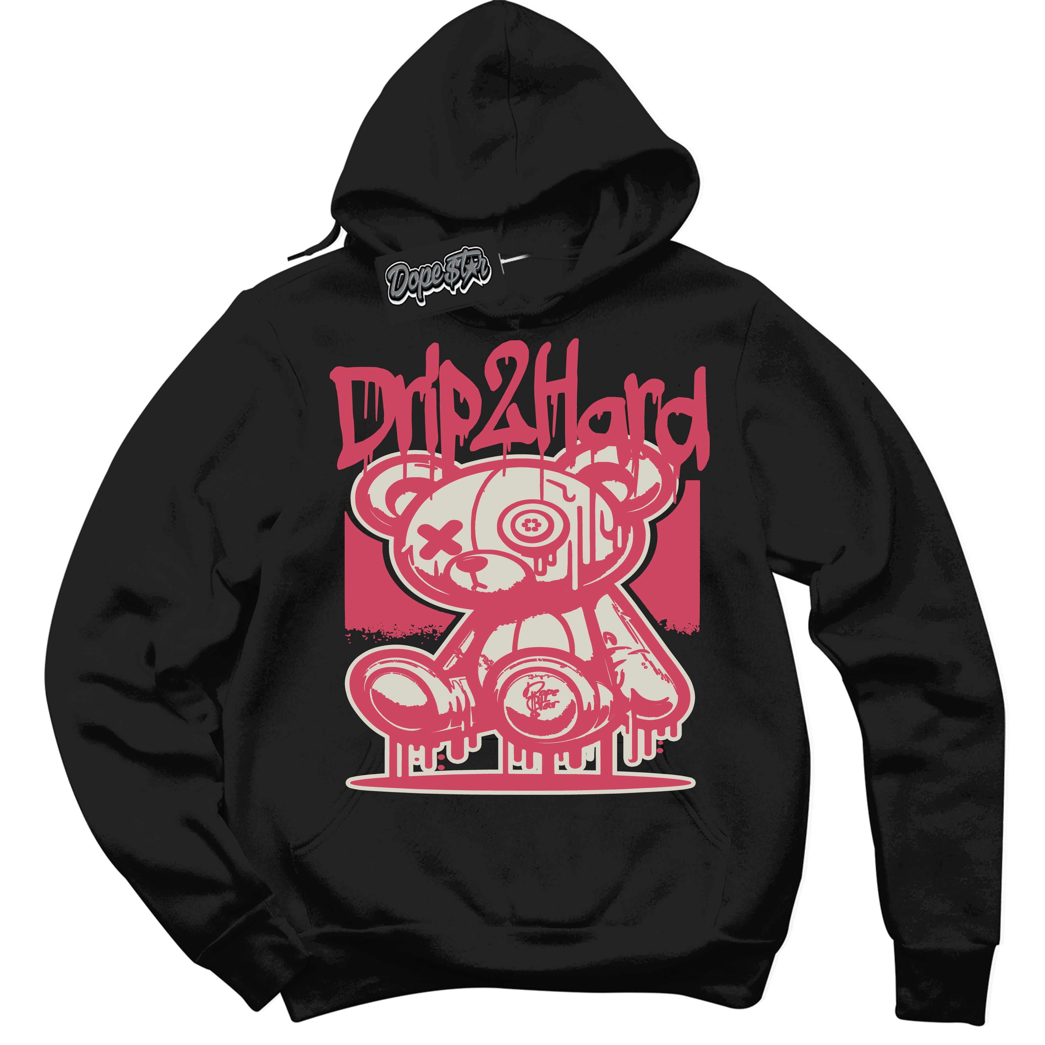 Cool Black Hoodie with “Drip 2 Hard” design that Perfectly Matches Next Nature Aster Pink Dunk.