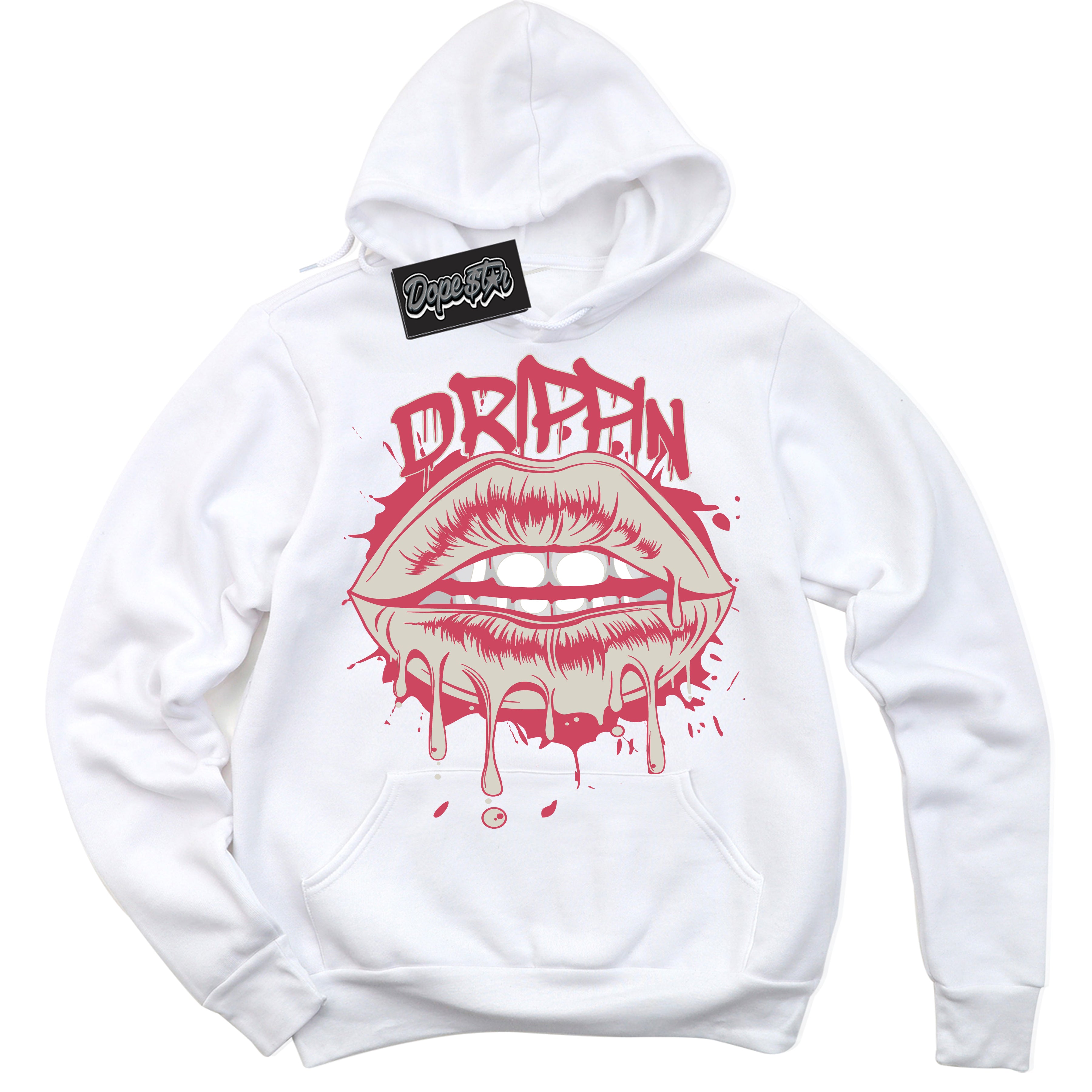 Cool White Hoodie with “Drippin” design that Perfectly Matches Next Nature Aster Pink Dunk.