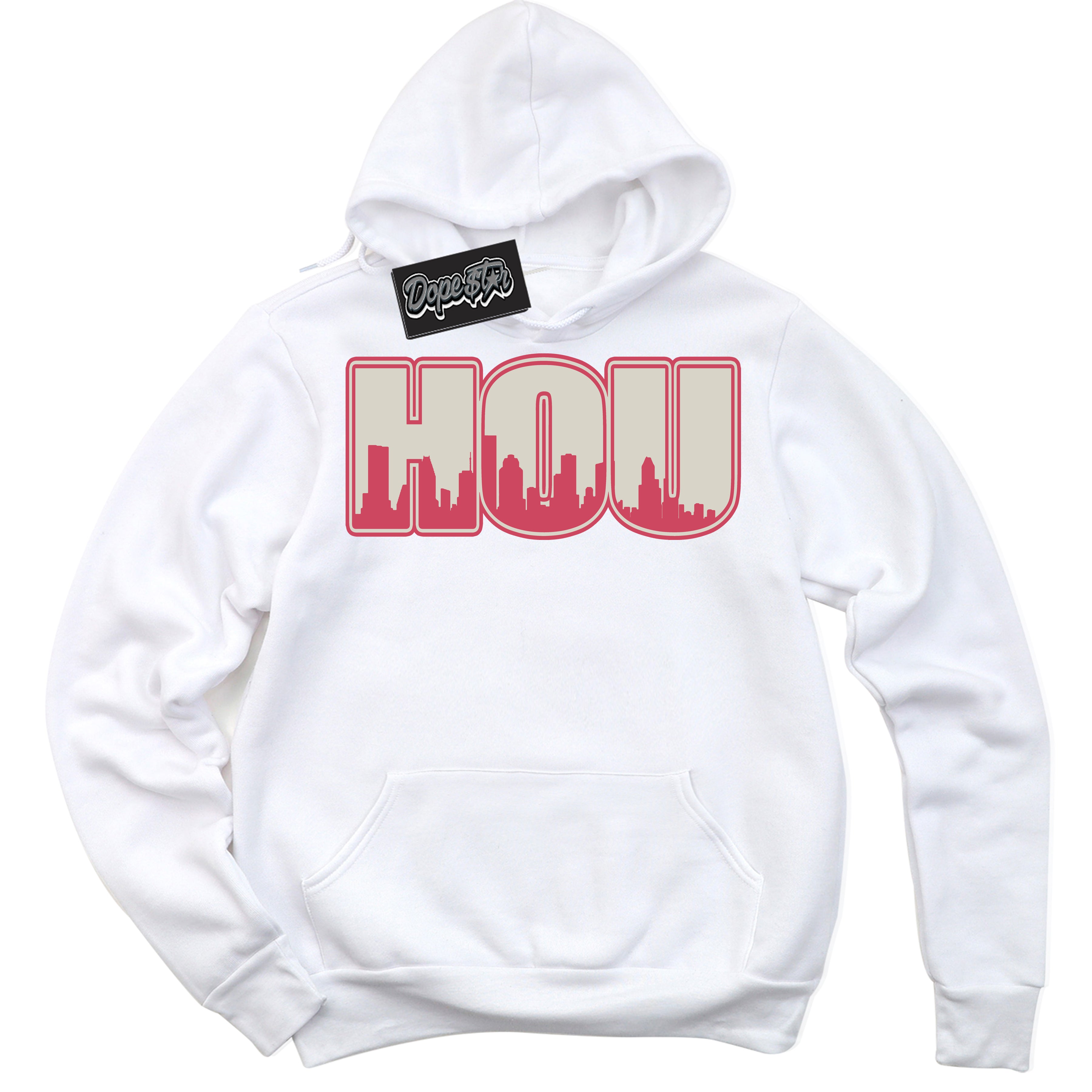 Cool White Hoodie with “Houston” design that Perfectly Matches Next Nature Aster Pink Dunk.