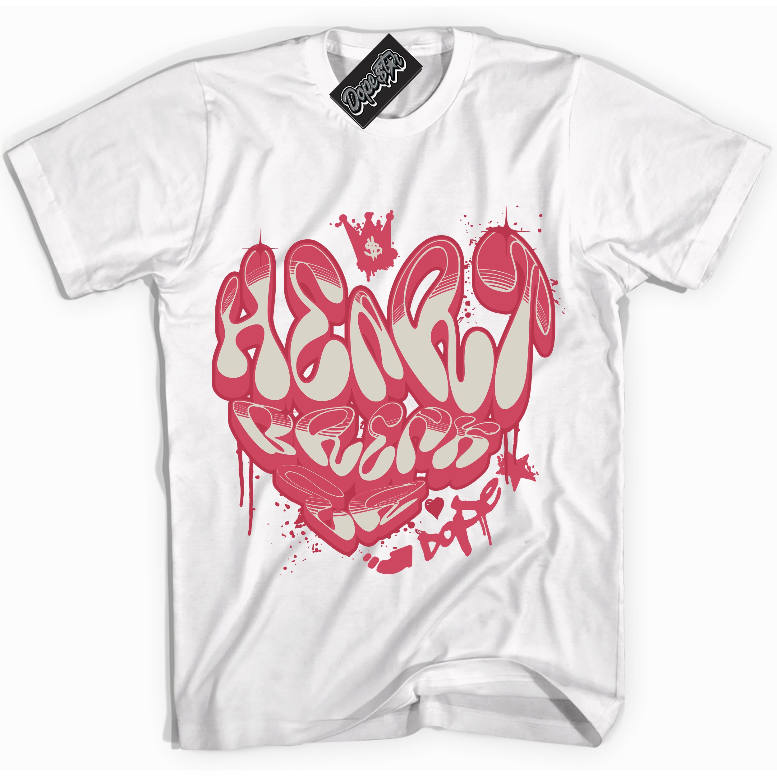 Cool White Shirt with “Heartbreaker Graffiti” design that perfectly matches Next Nature Aster Pink Dunk.