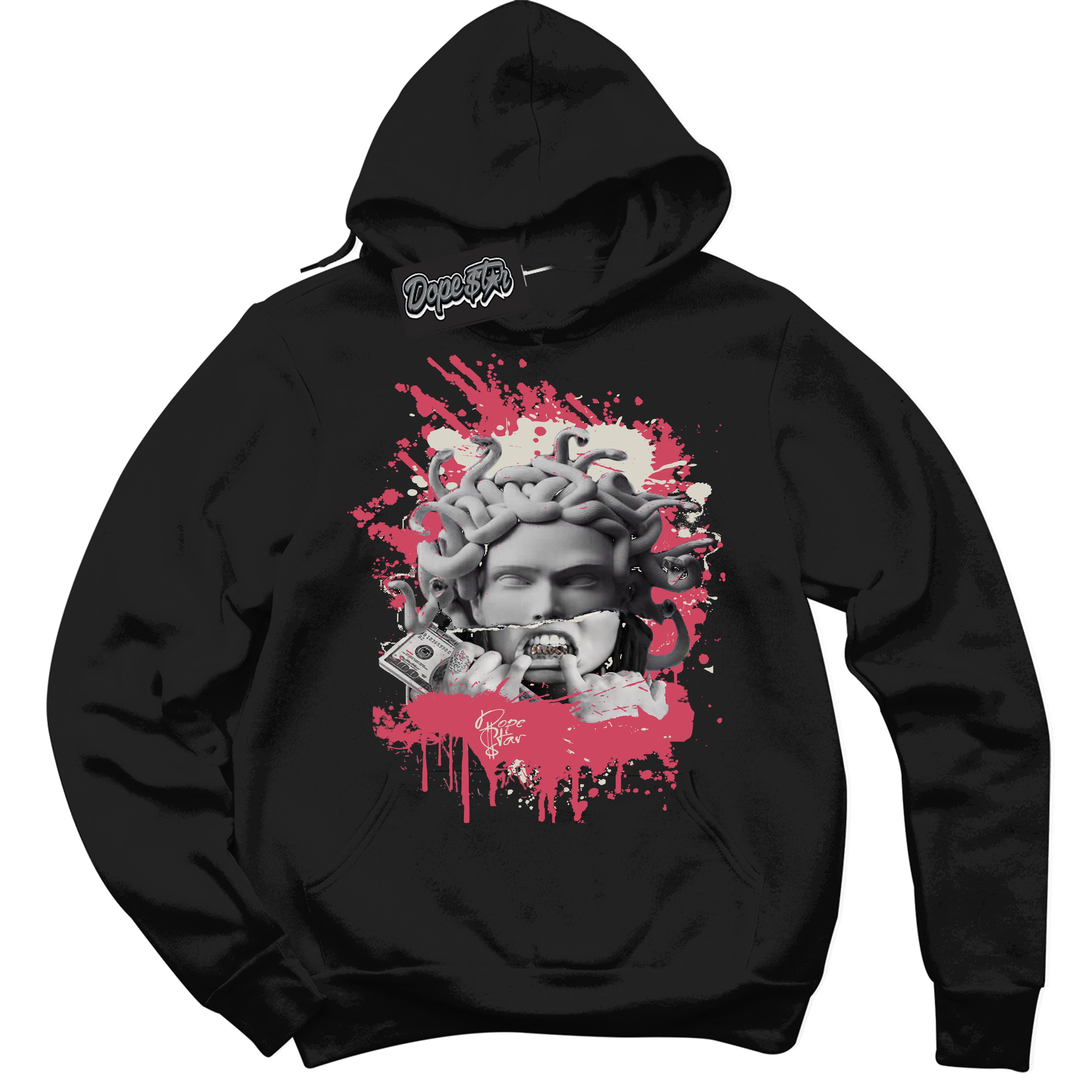 Cool Black Hoodie with “Medusa” design that Perfectly Matches Next Nature Aster Pink Dunk.