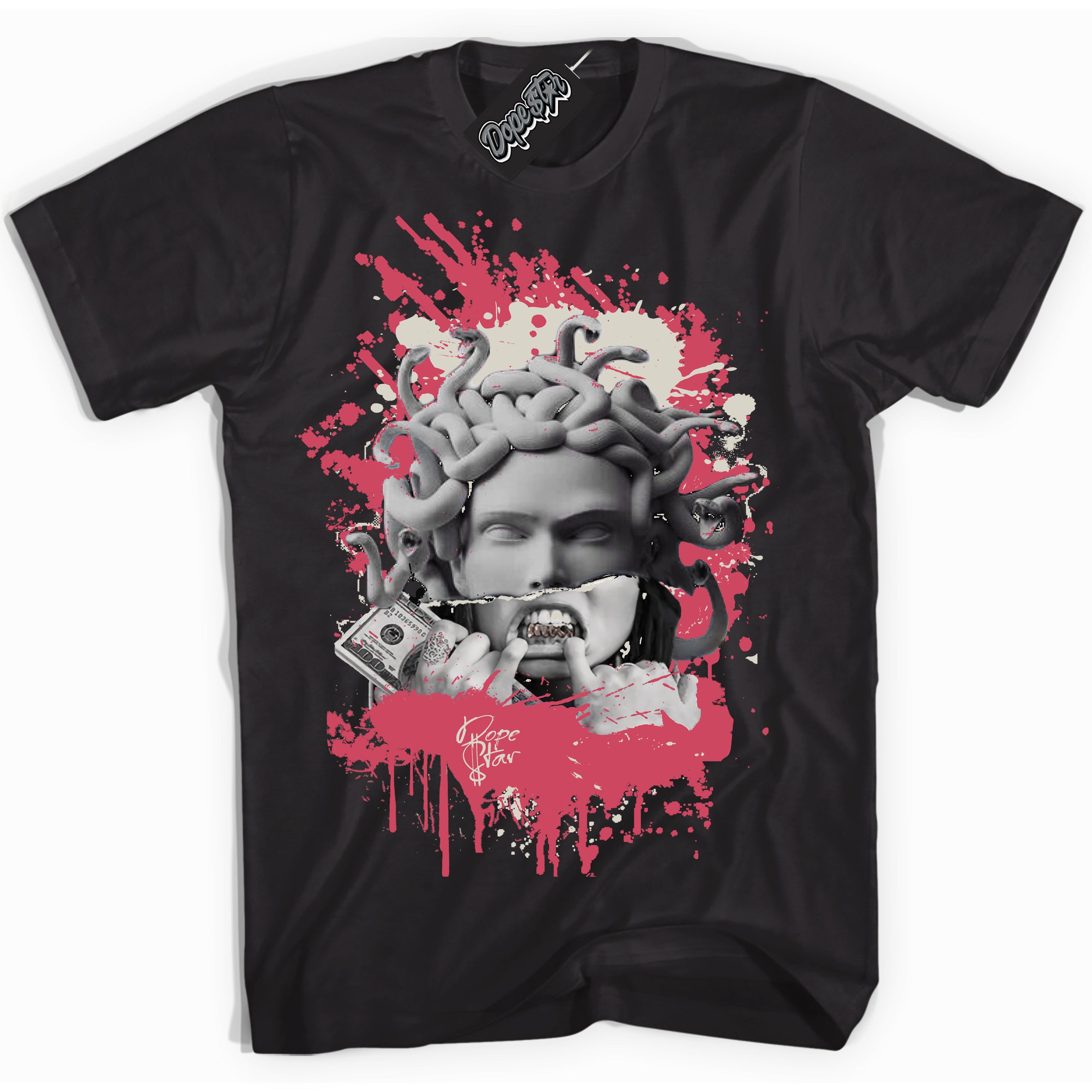 Cool Black Shirt with “Medusa” design that perfectly matches Next Nature Aster Pink Dunk.