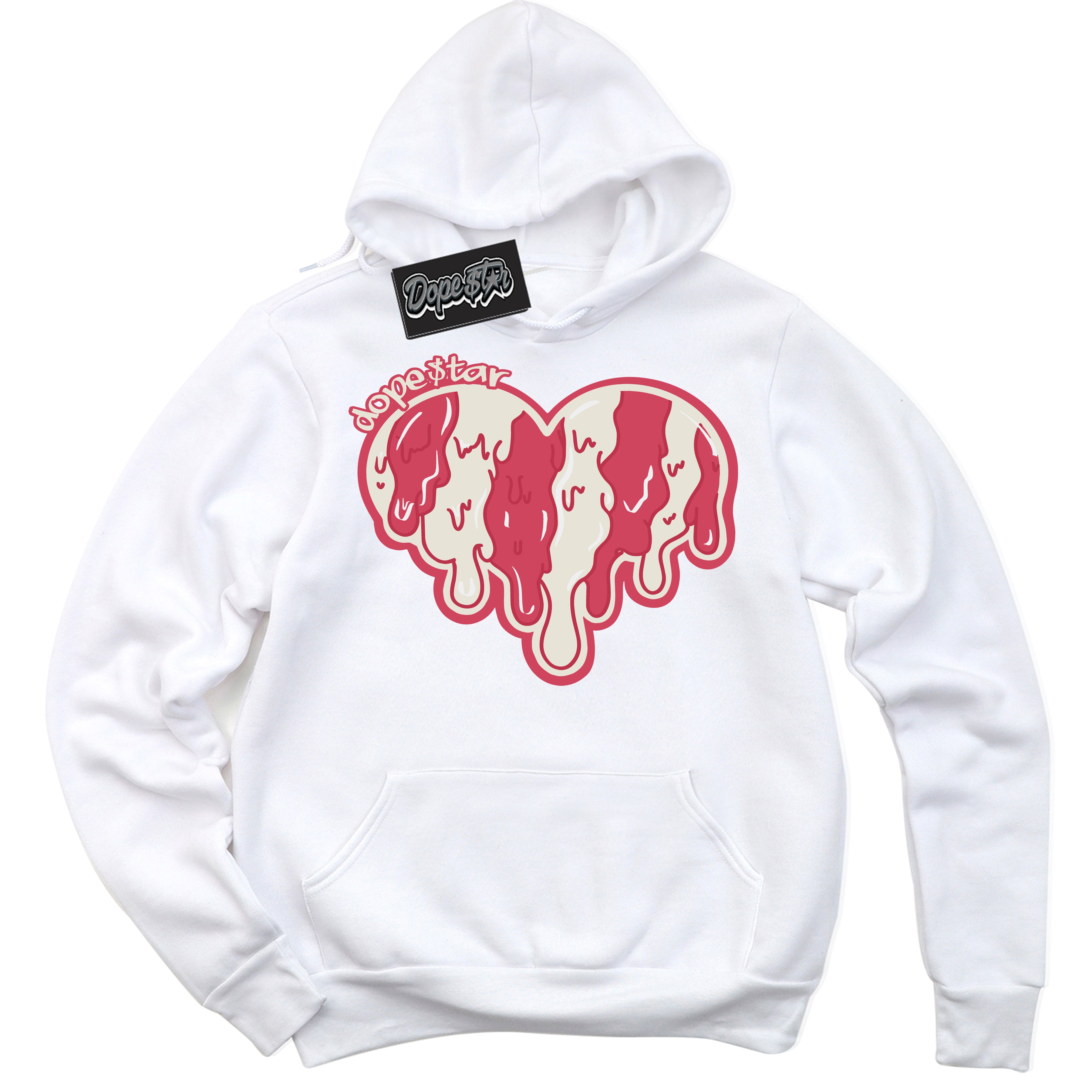 Cool White Hoodie with “Melting Heart” design that Perfectly Matches Next Nature Aster Pink Dunk.