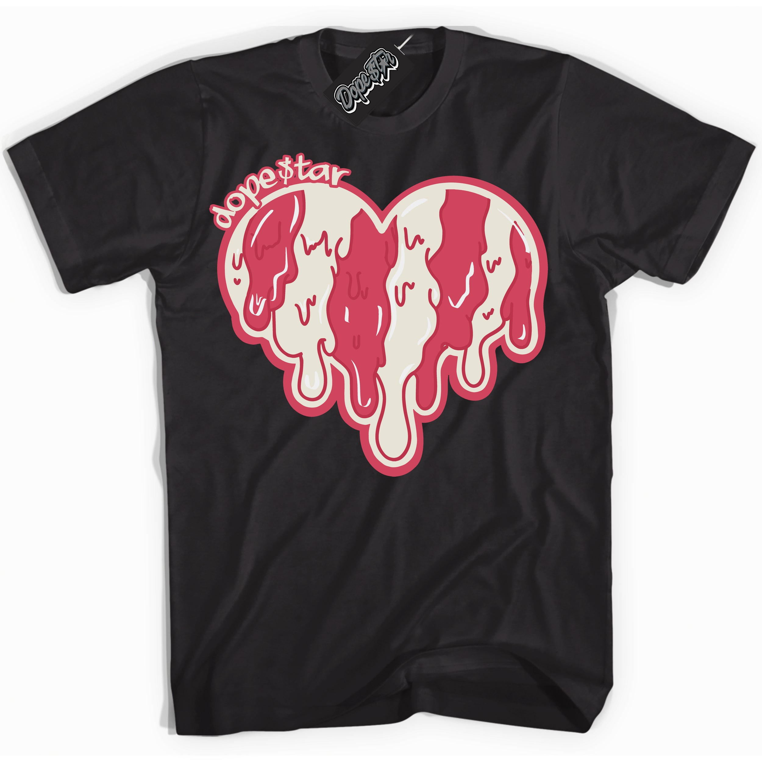 Cool Black Shirt with “Melting Heart” design that perfectly matches Next Nature Aster Pink Dunk.