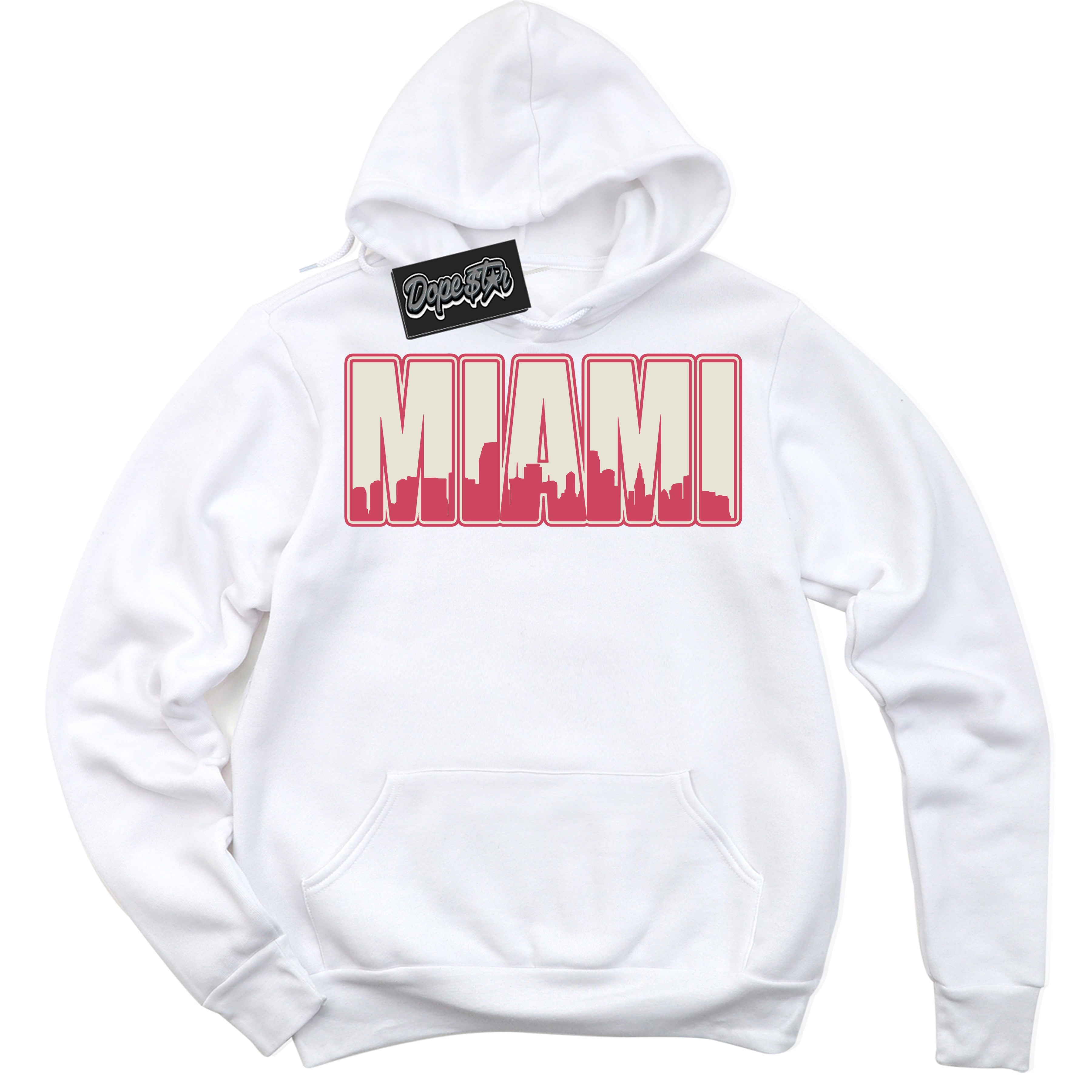 Cool White Hoodie with “Miami” design that Perfectly Matches Next Nature Aster Pink Dunk.