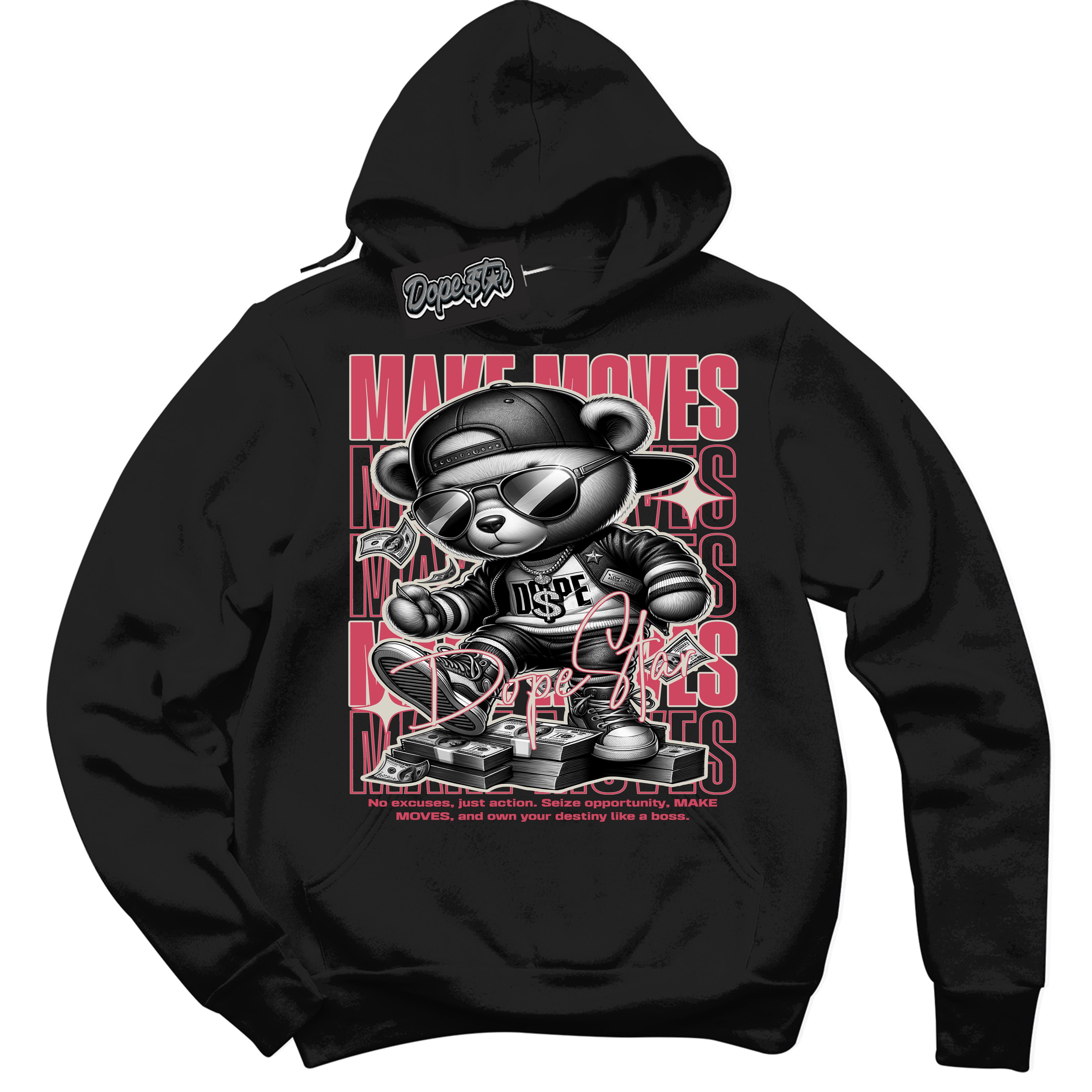 Cool Black Hoodie with “Make Moves” design that Perfectly Matches Next Nature Aster Pink Dunk.