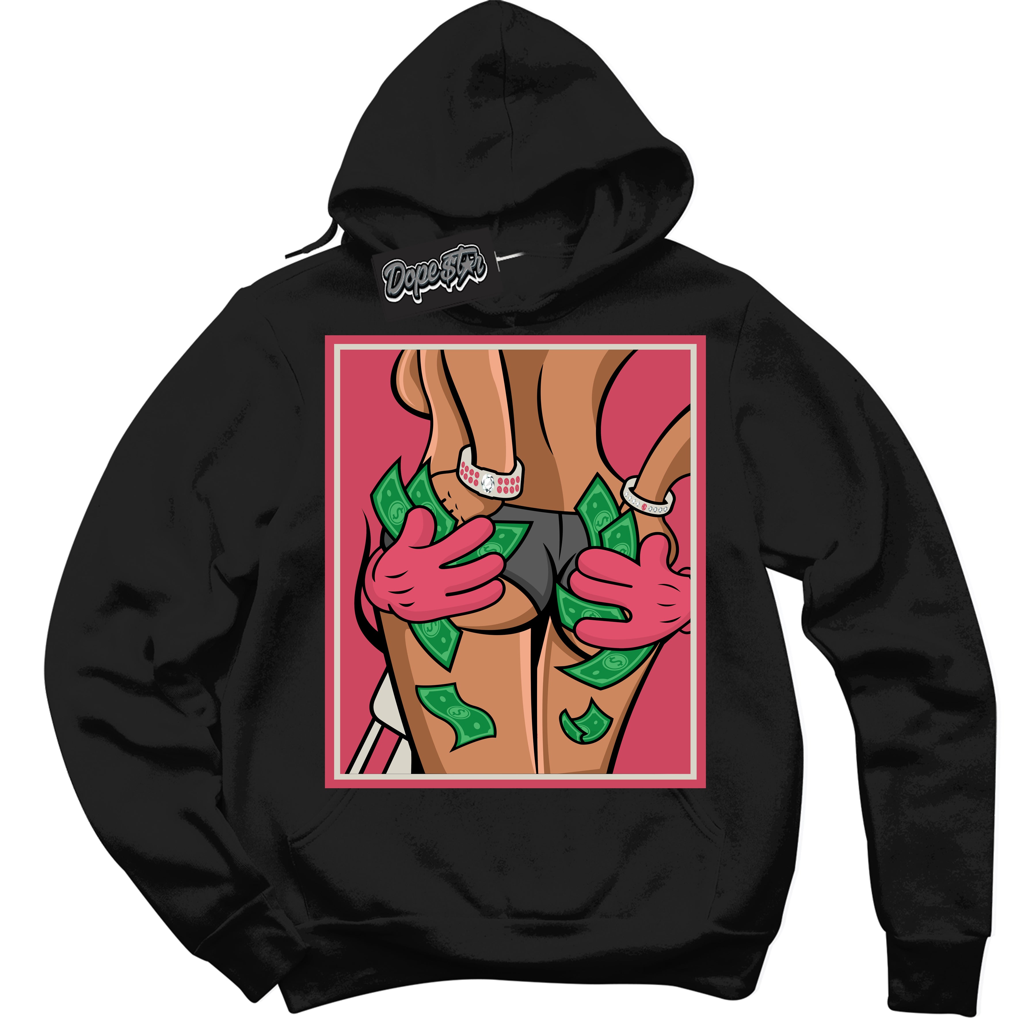 Cool Black Hoodie with “Money Hands” design that Perfectly Matches Next Nature Aster Pink Dunk.