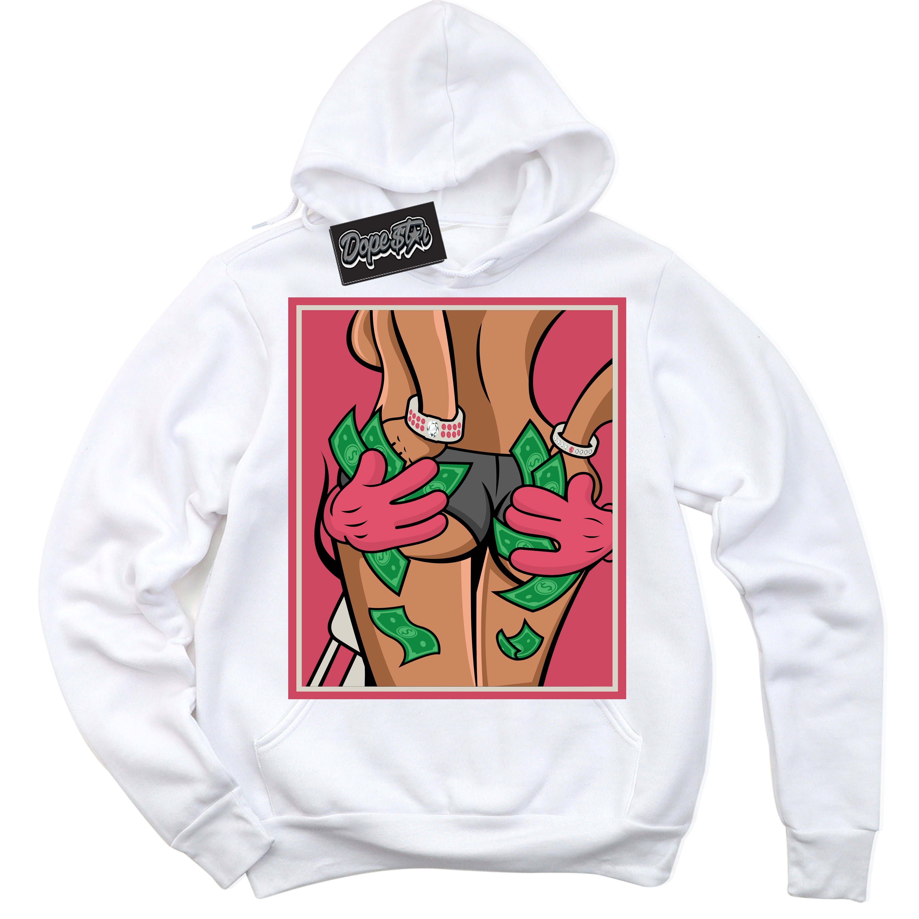 Cool White Hoodie with “Money Hands” design that Perfectly Matches Next Nature Aster Pink Dunk.