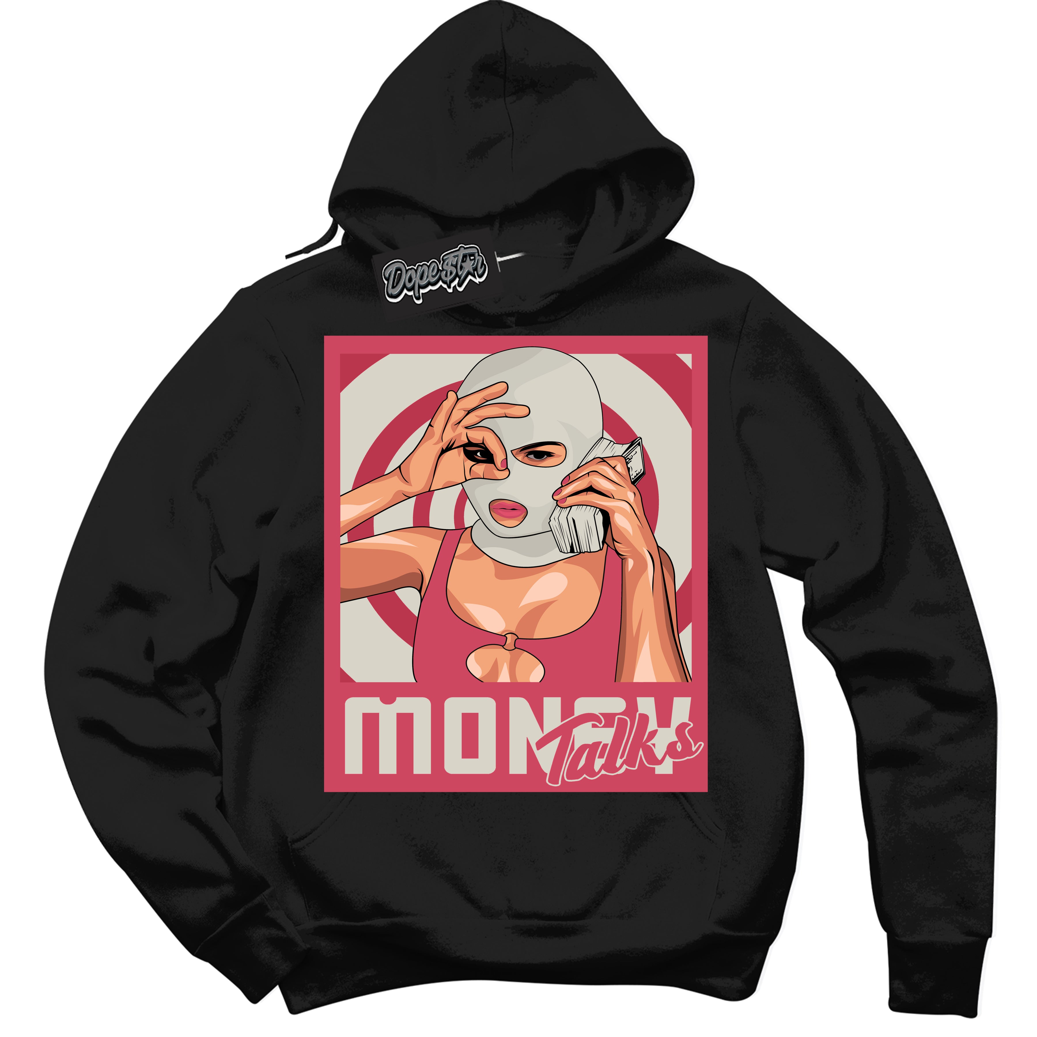 Cool Black Hoodie with “Money Talks” design that Perfectly Matches Next Nature Aster Pink Dunk.