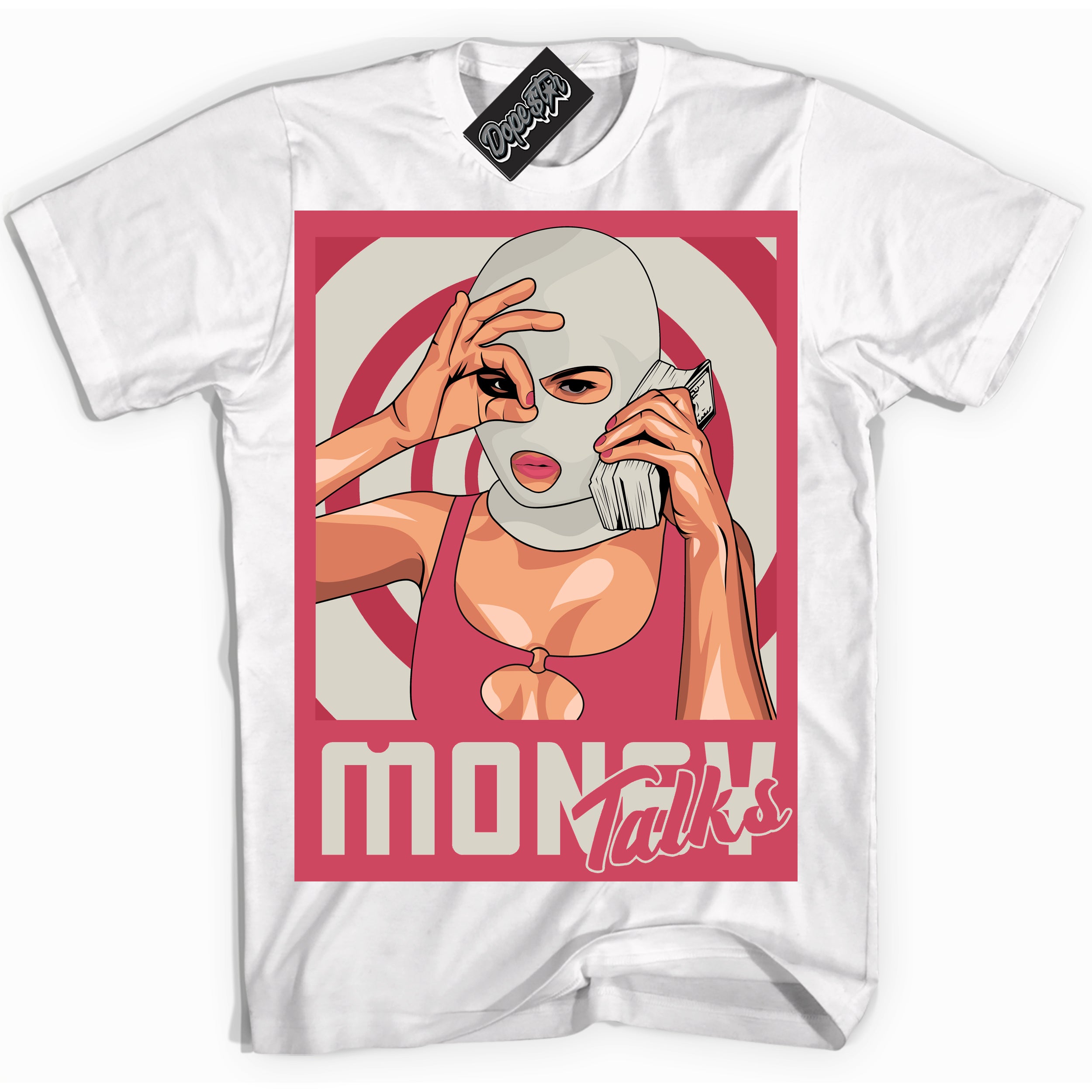 Cool White Shirt with “Money Talks” design that perfectly matches Next Nature Aster Pink Dunk.