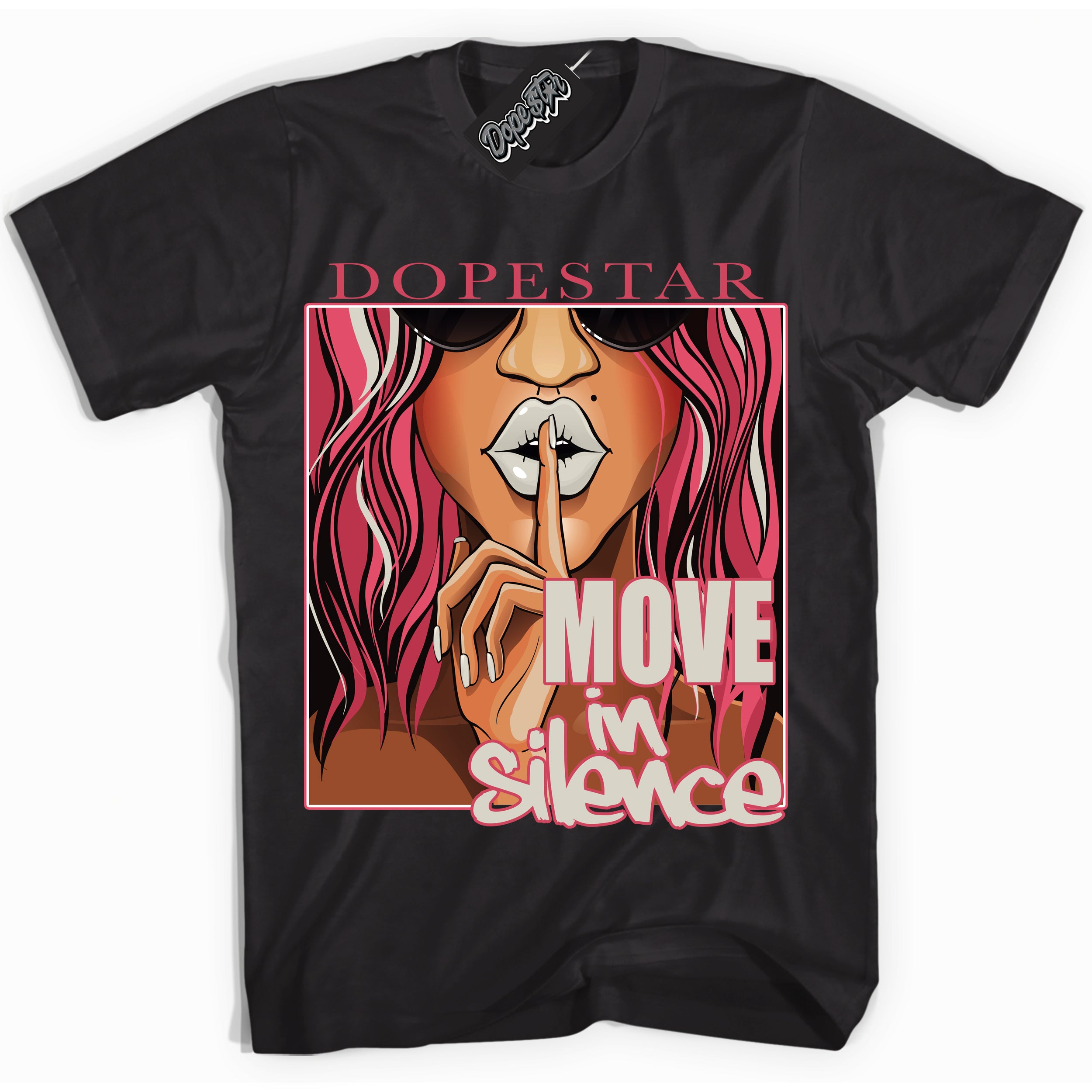 Cool Black Shirt with “Move In Silence” design that perfectly matches Next Nature Aster Pink Dunk.