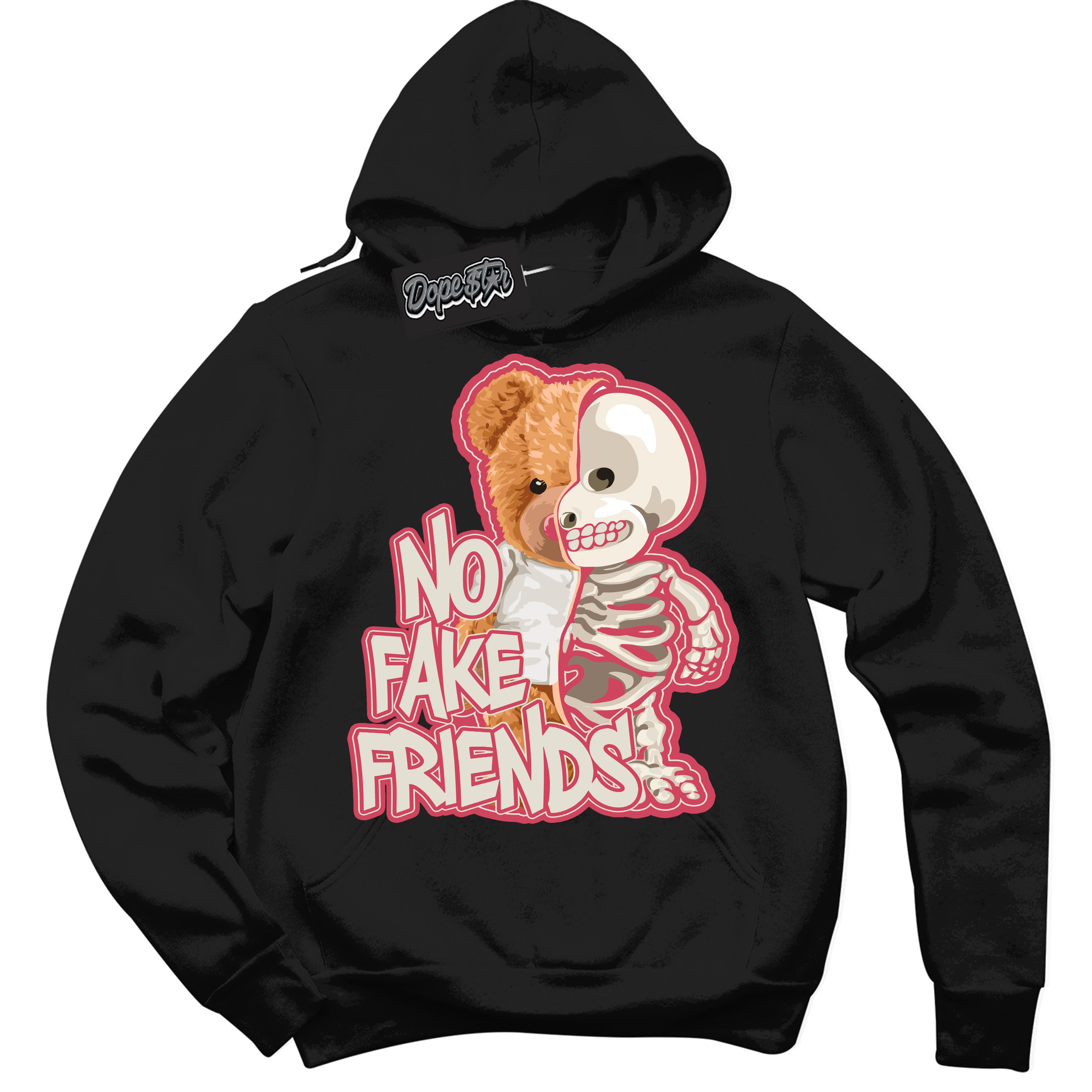 Cool Black Hoodie with “No Fake Friends” design that Perfectly Matches Next Nature Aster Pink Dunk.