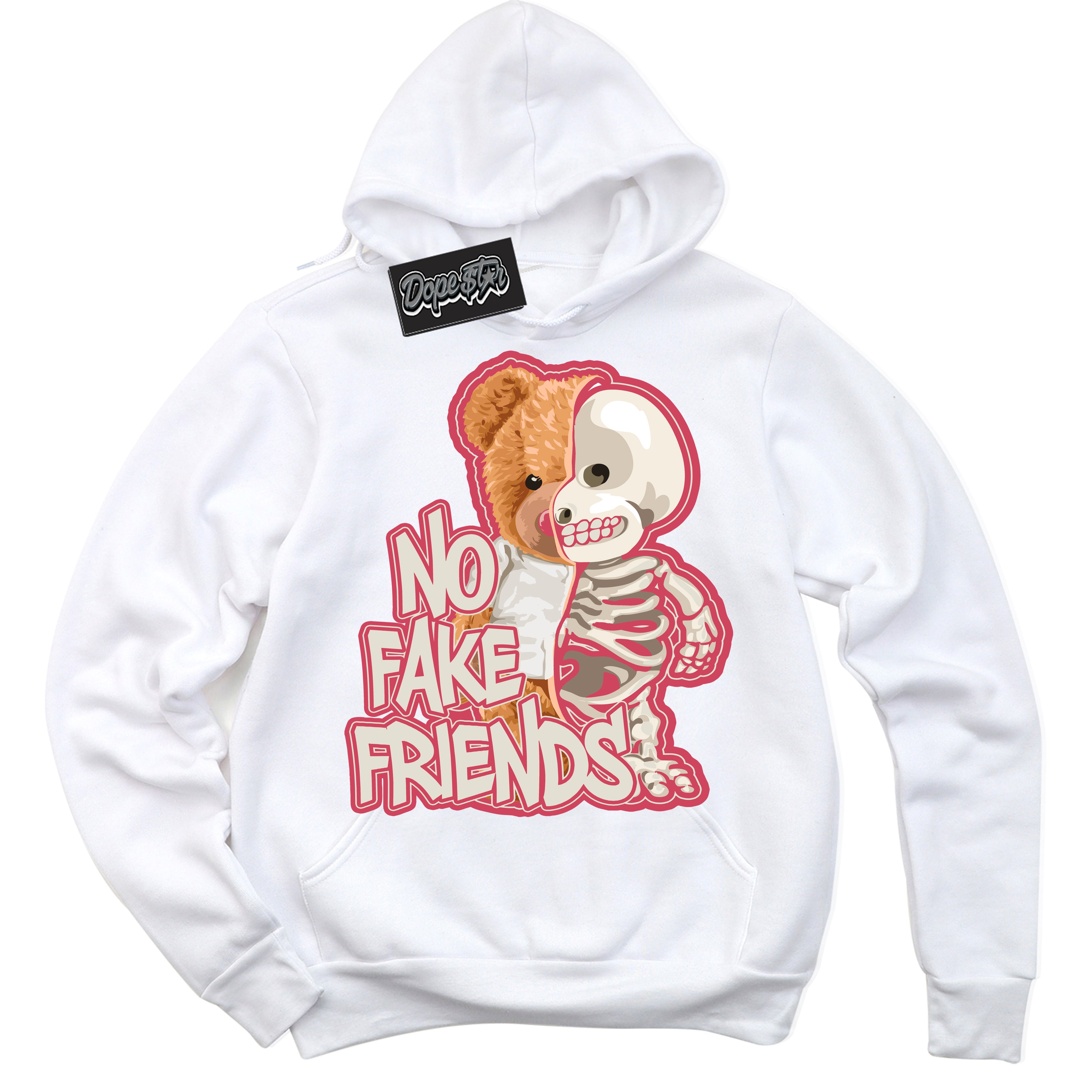 Cool White Hoodie with “No Fake Friends” design that Perfectly Matches Next Nature Aster Pink Dunk.