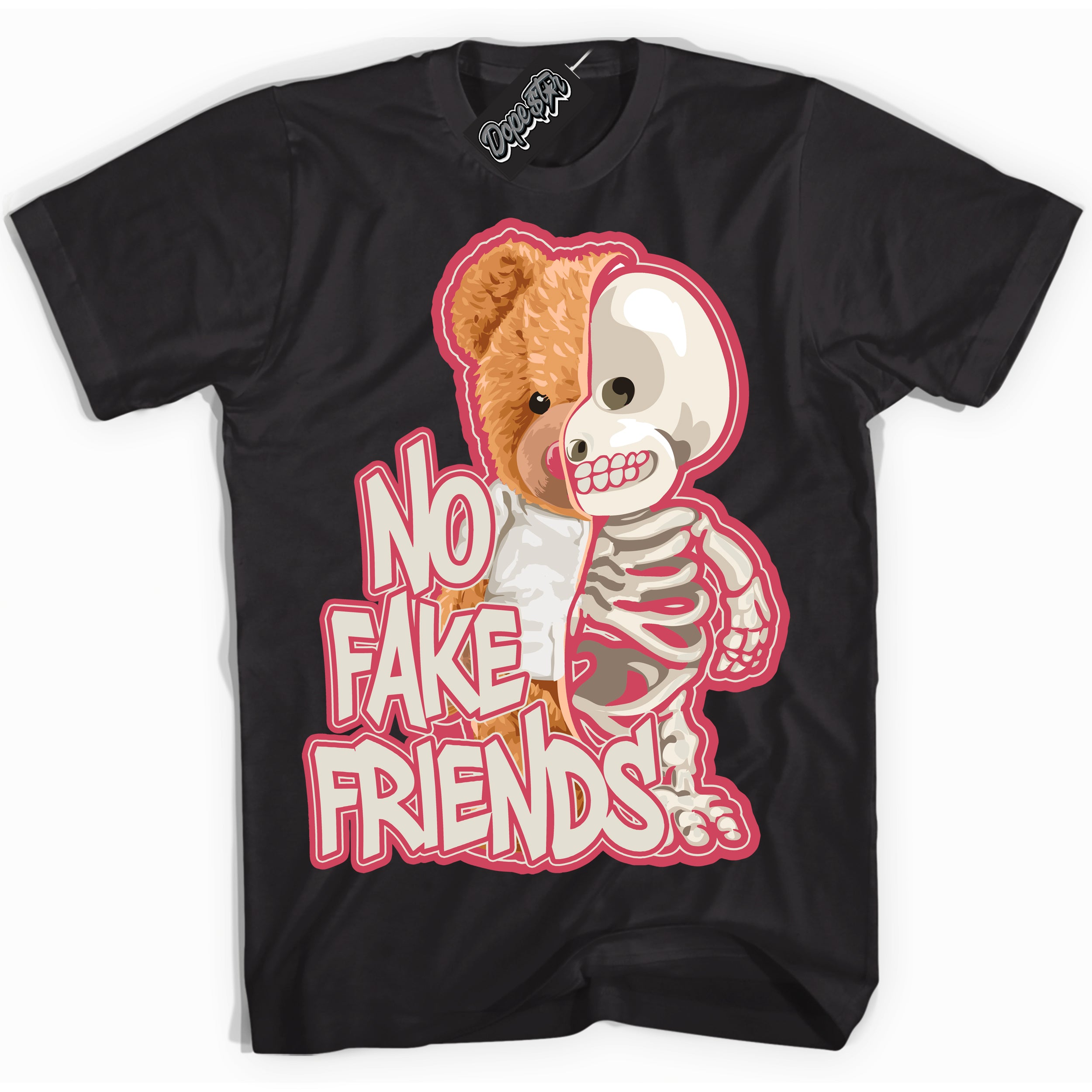 Cool Black Shirt with “No Fake Friends” design that perfectly matches Next Nature Aster Pink Dunk.