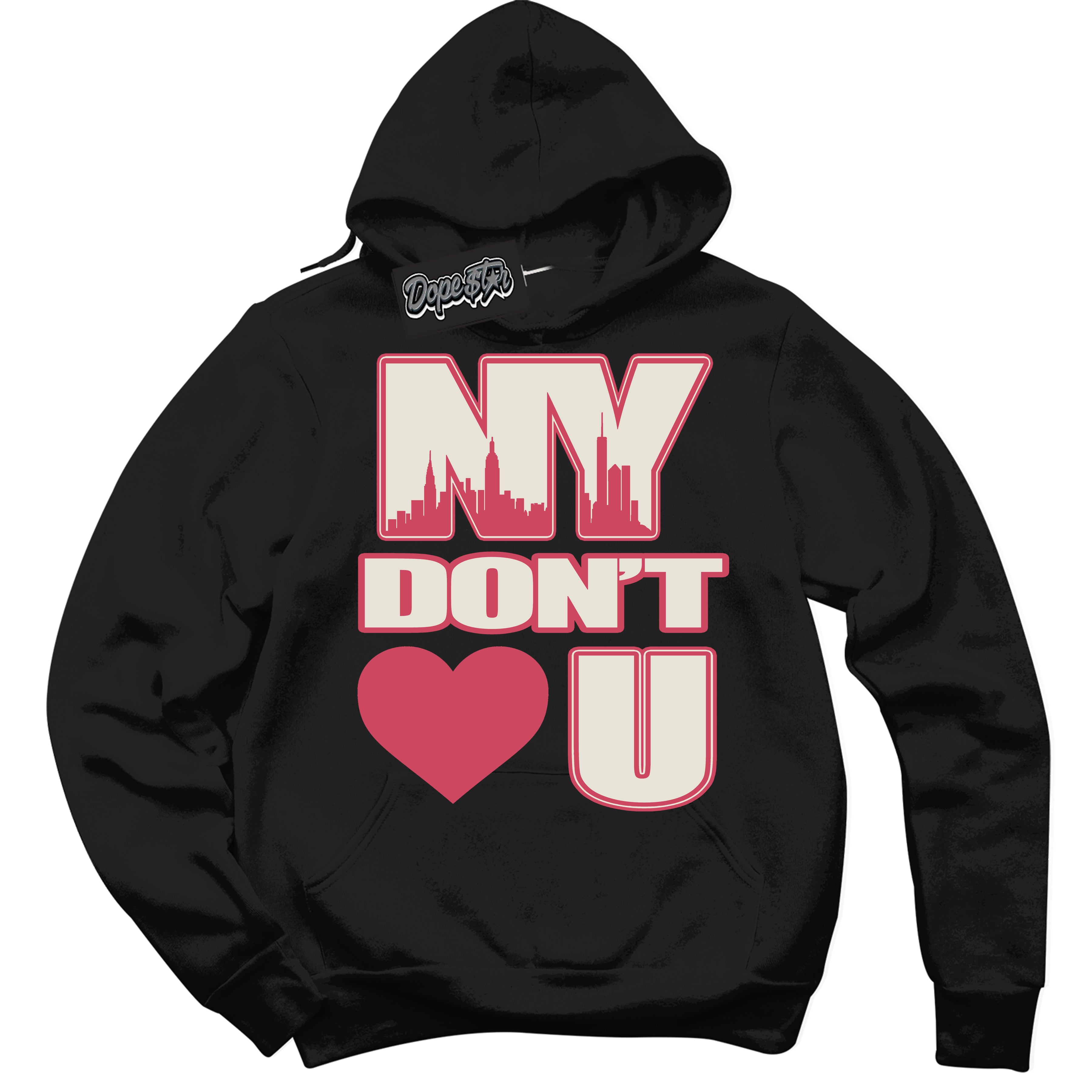 Cool Black Hoodie with “NY Don't Love You” design that Perfectly Matches Next Nature Aster Pink Dunk.