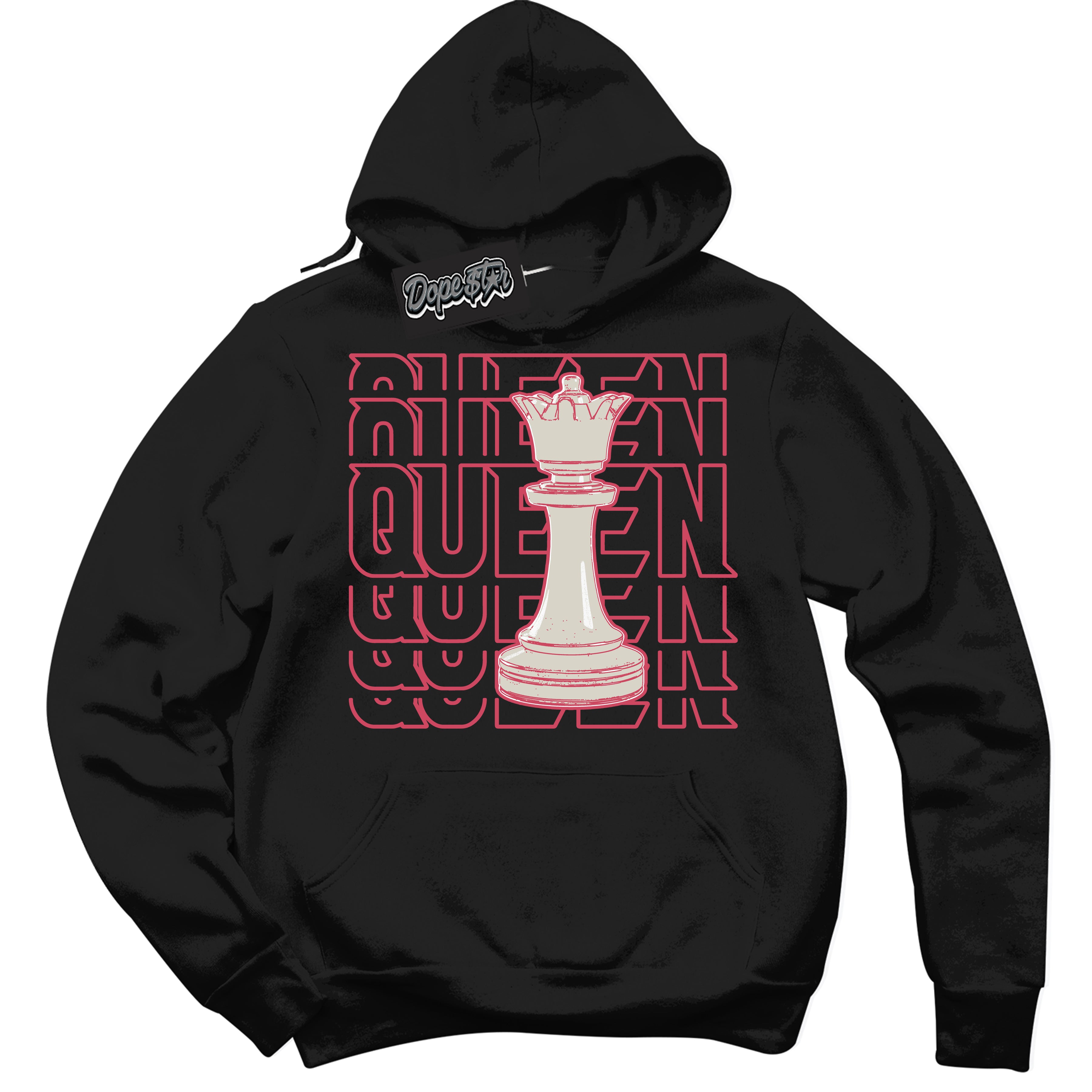 Cool Black Hoodie with “Queen Chess” design that Perfectly Matches Next Nature Aster Pink Dunk.