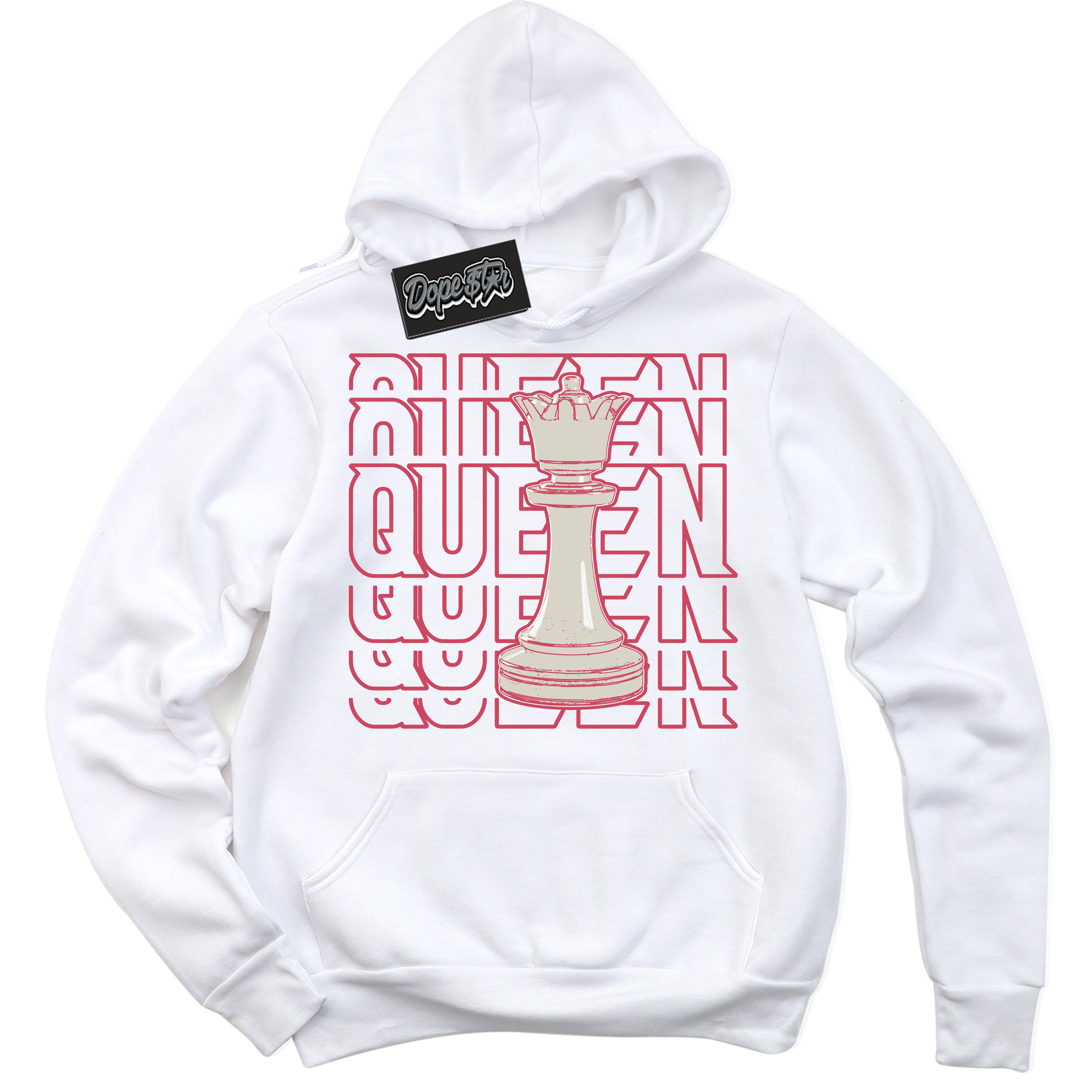 Cool White Hoodie with “Queen Chess” design that Perfectly Matches Next Nature Aster Pink Dunk.