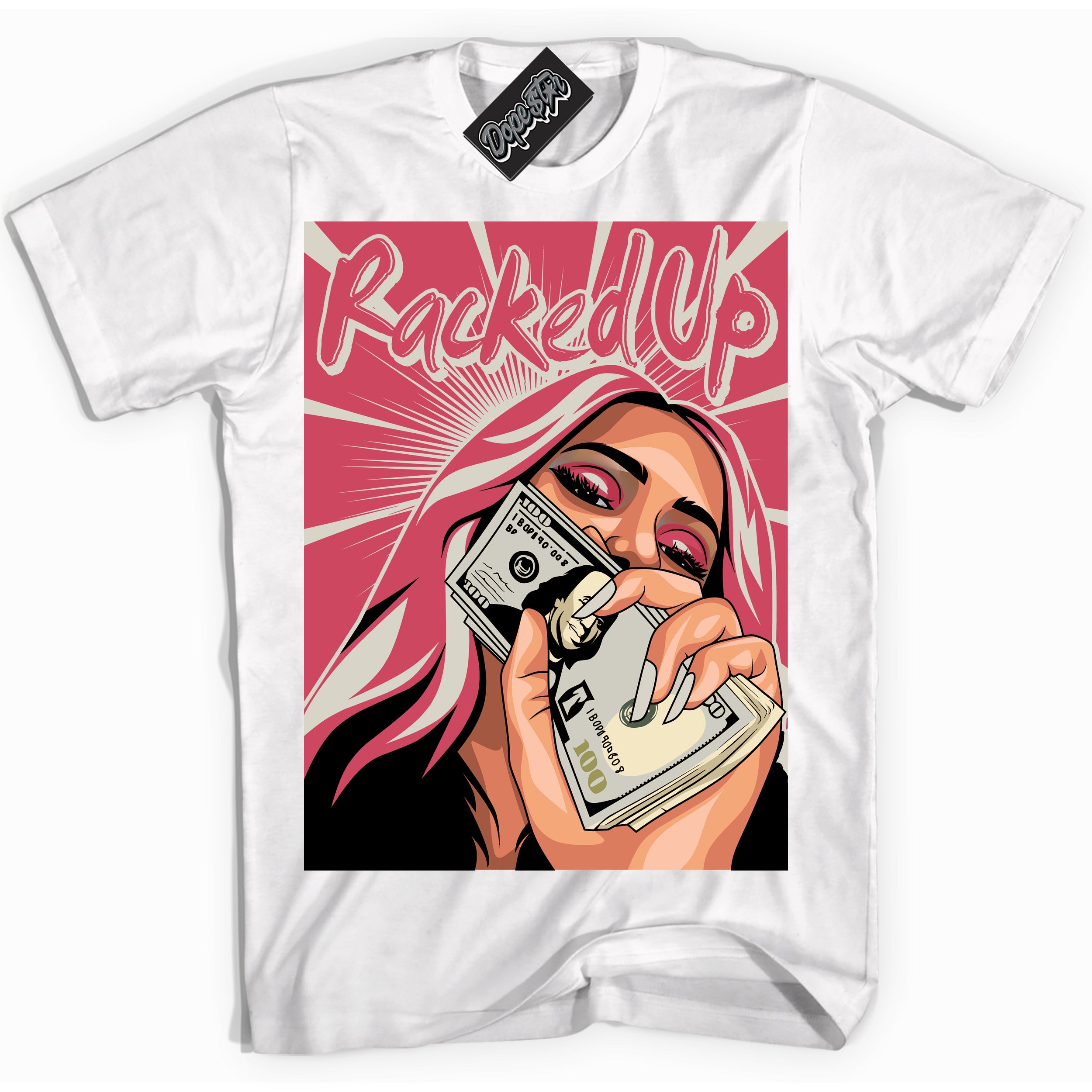 Cool White Shirt with “Racked Up” design that perfectly matches Next Nature Aster Pink Dunk.