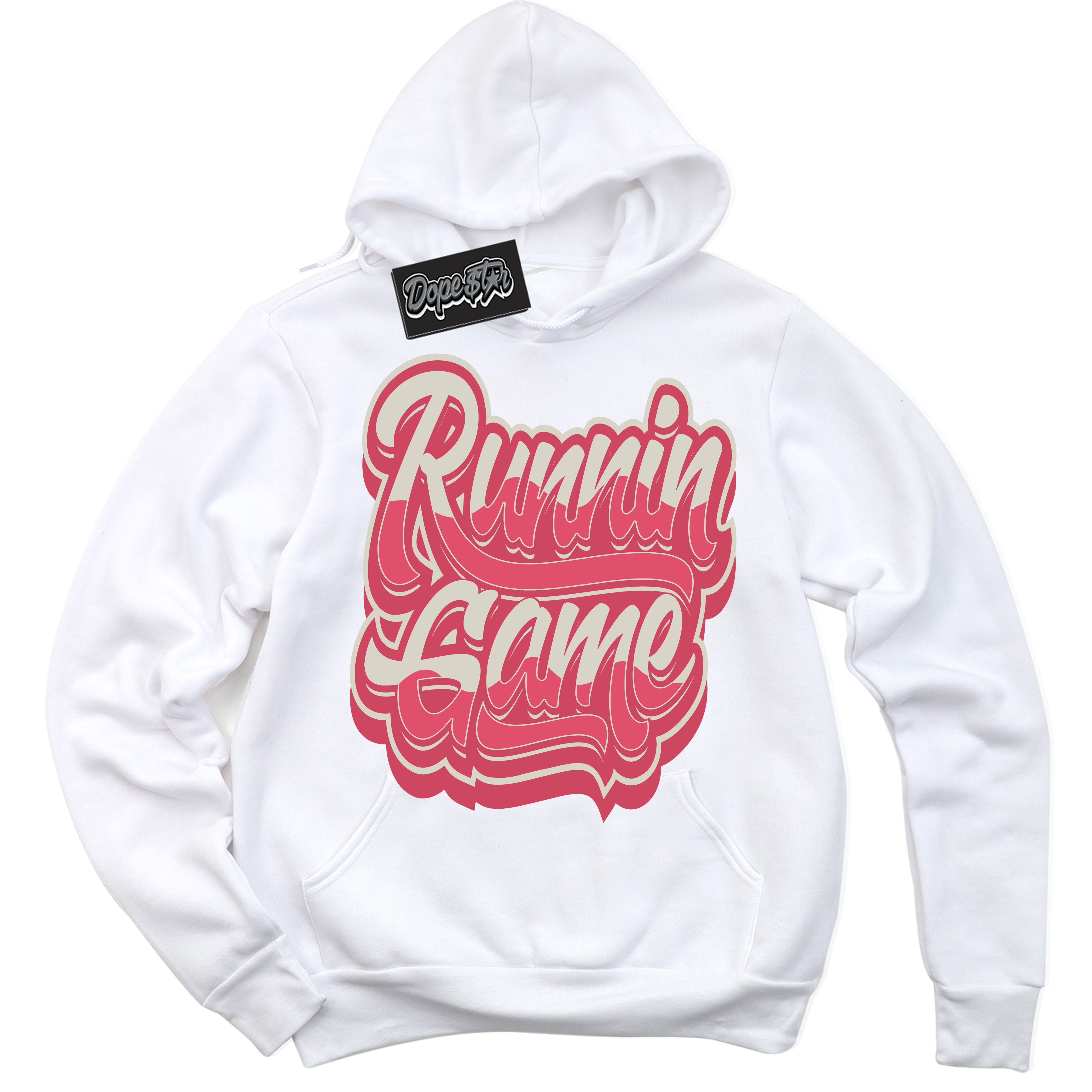 Cool White Hoodie with “Running Game” design that Perfectly Matches Next Nature Aster Pink Dunk.