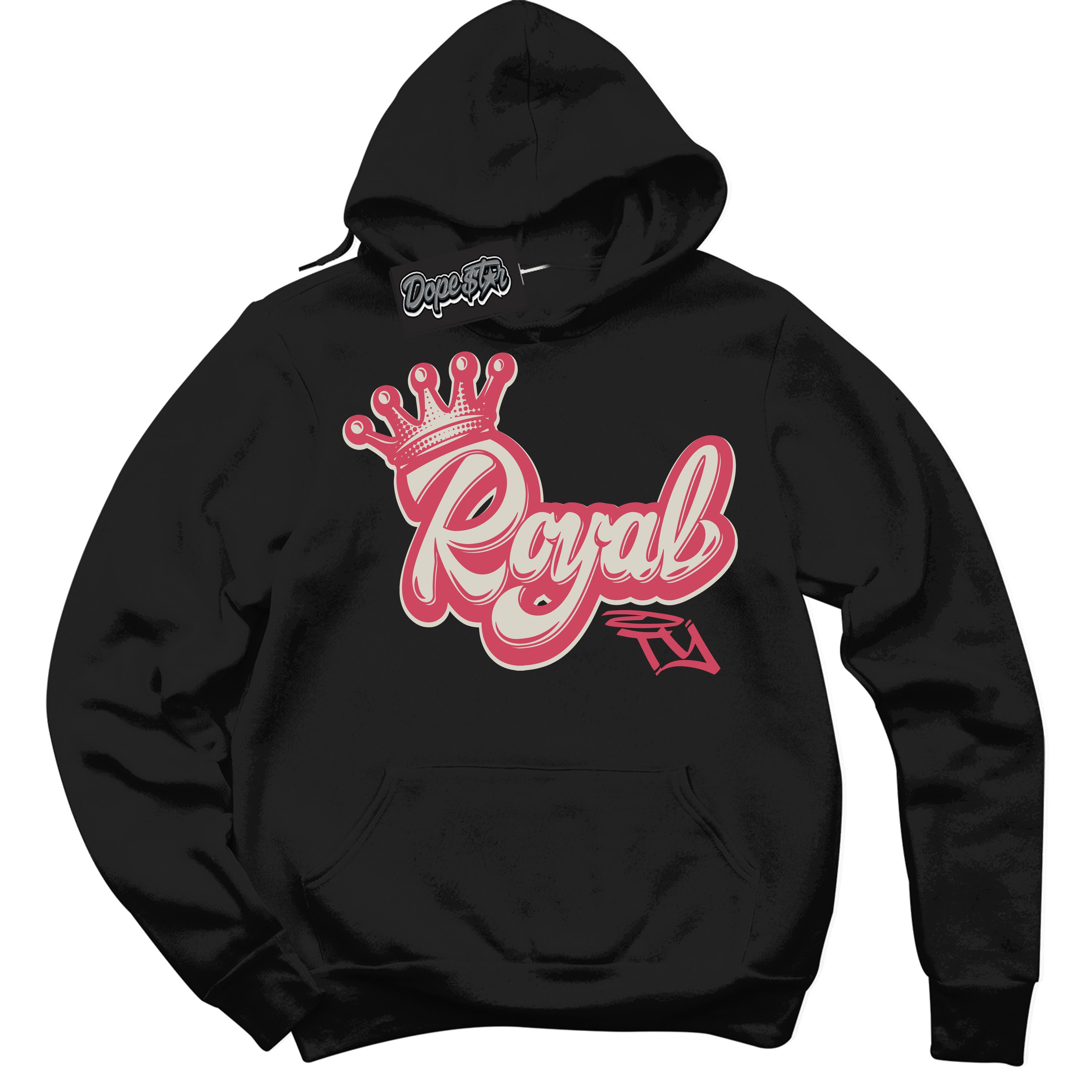 Cool Black Hoodie with “Royalty” design that Perfectly Matches Next Nature Aster Pink Dunk.