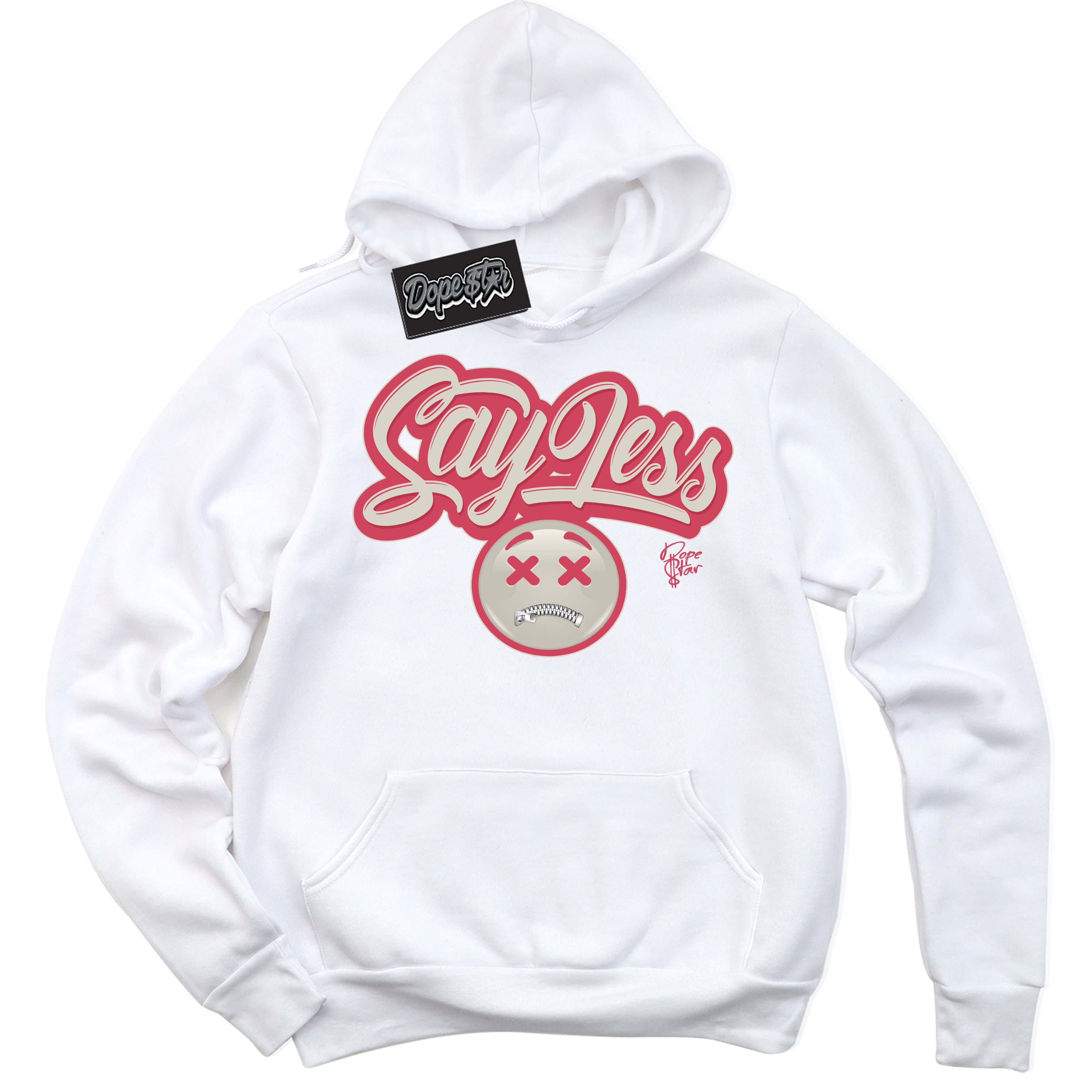 Cool White Hoodie with “Say Less” design that Perfectly Matches Next Nature Aster Pink Dunk.