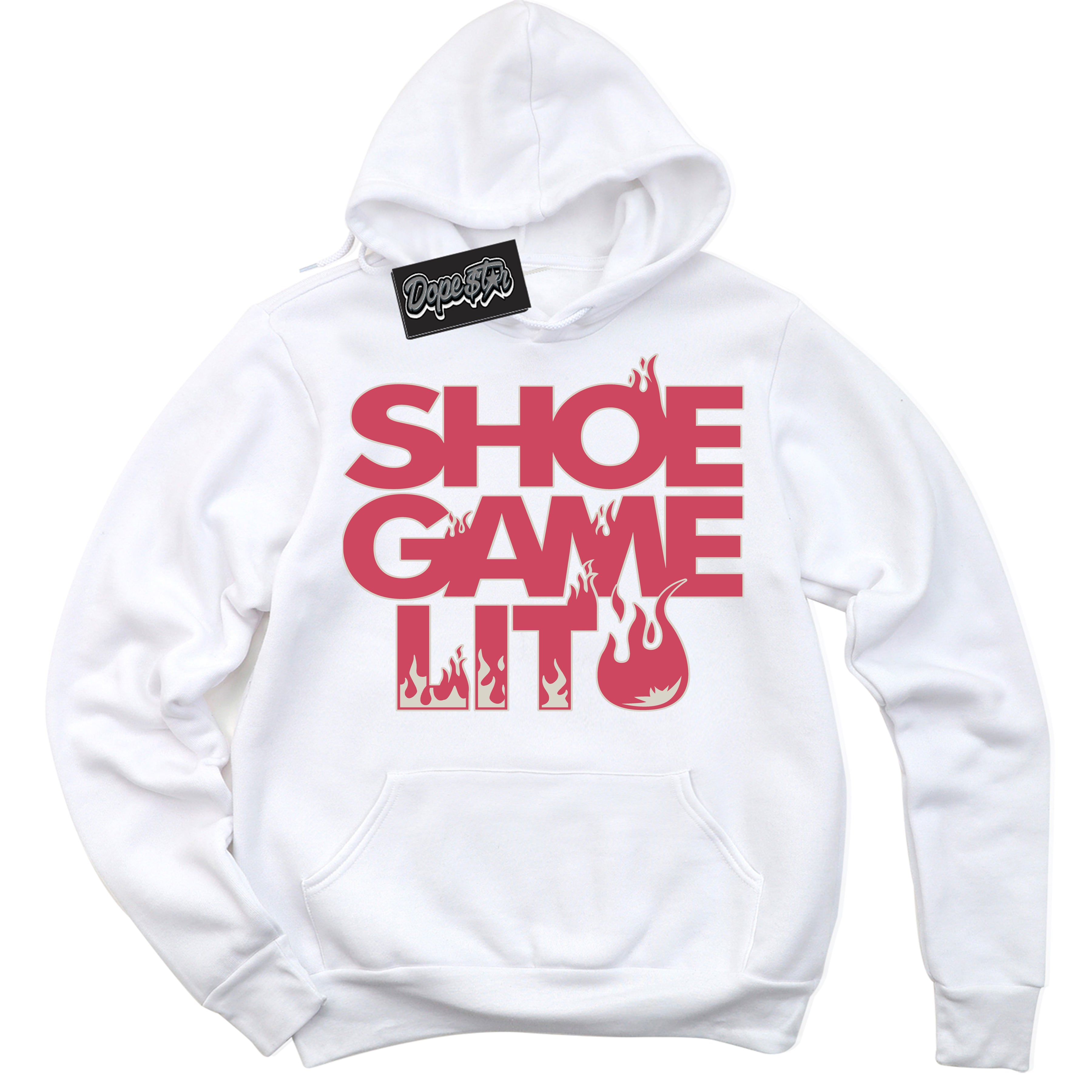 Cool White Hoodie with “Shoe Game Lit” design that Perfectly Matches Next Nature Aster Pink Dunk.