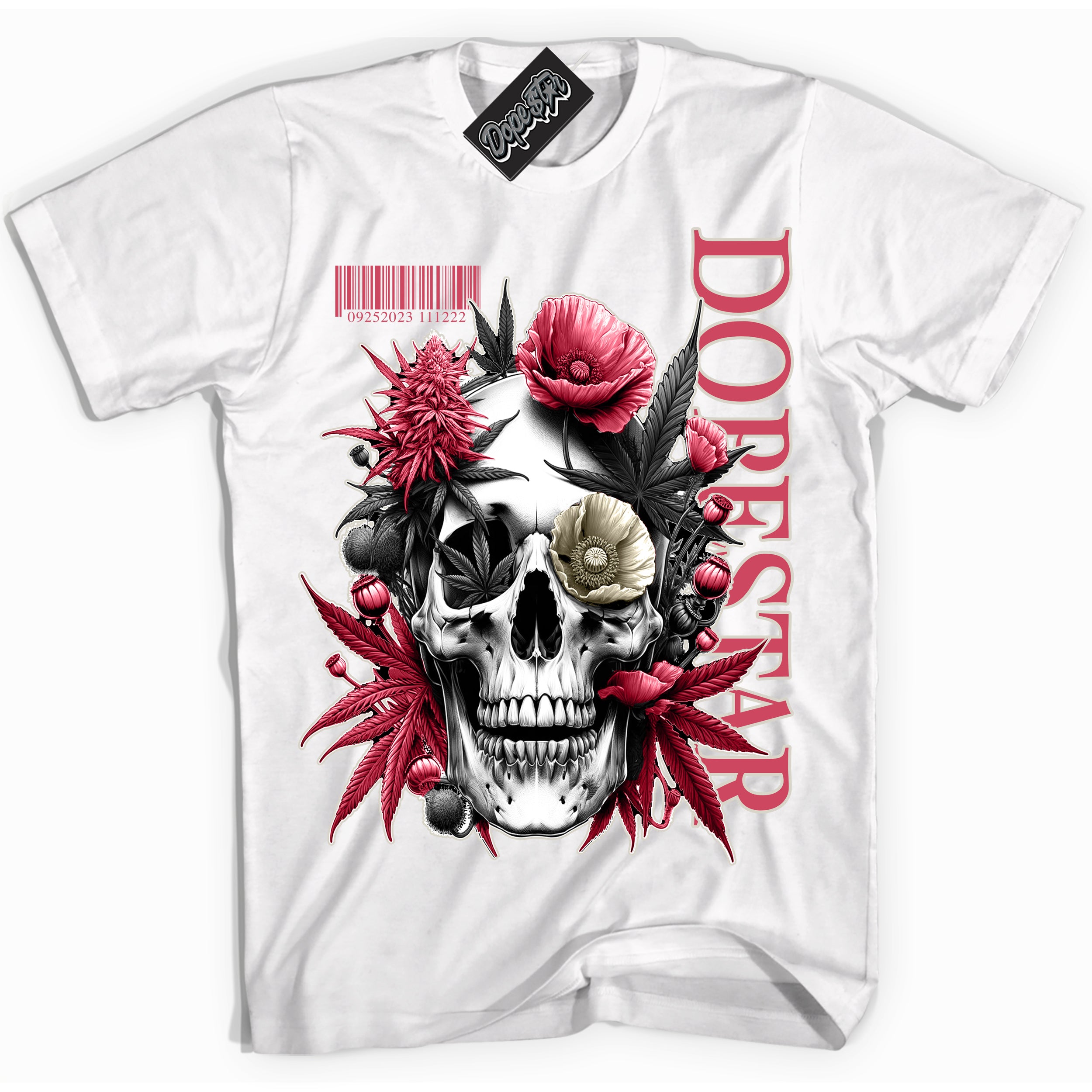 Cool White Shirt with “Skull Poppies” design that perfectly matches Next Nature Aster Pink Dunk.