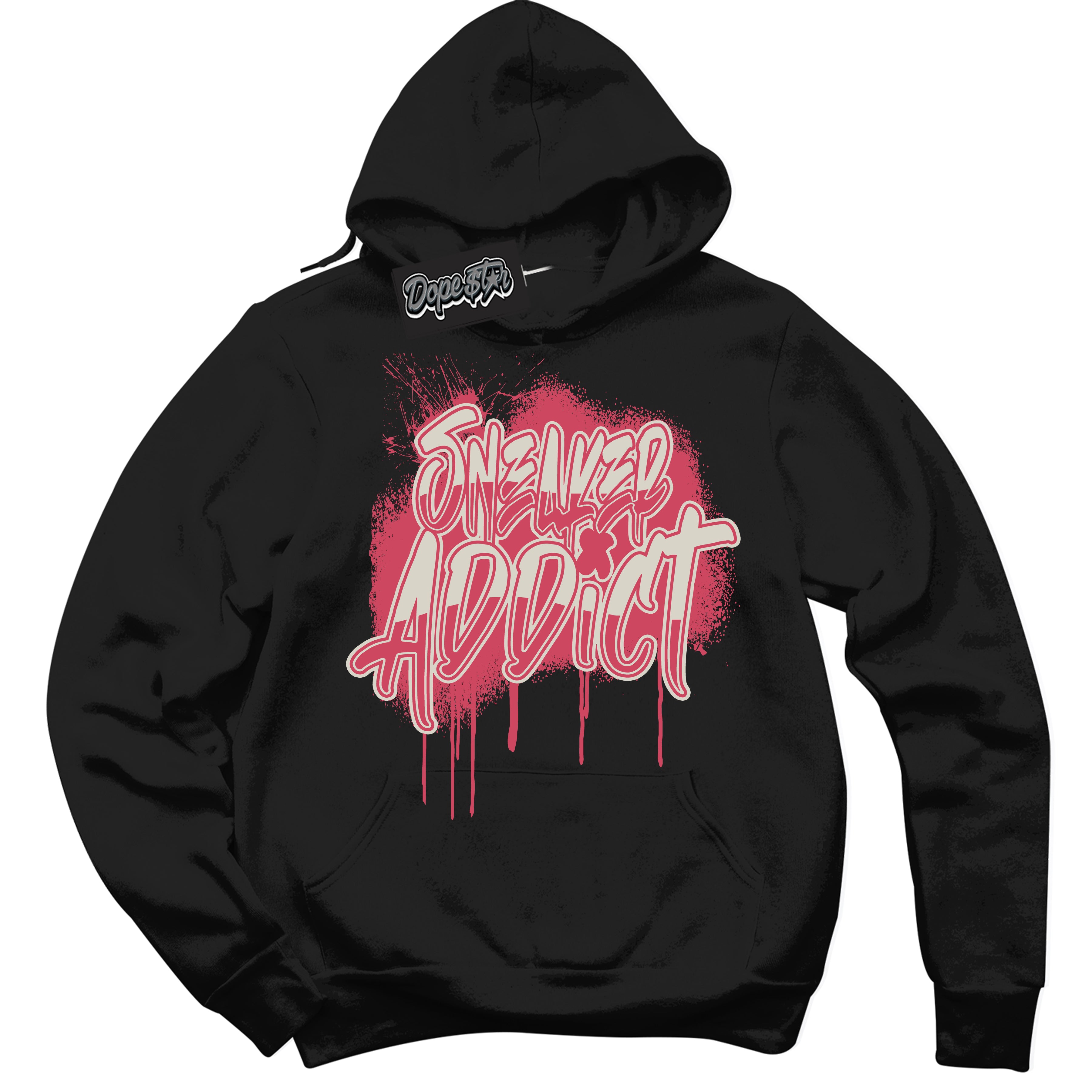 Cool Black Hoodie with “Sneaker Addict” design that Perfectly Matches Next Nature Aster Pink Dunk.