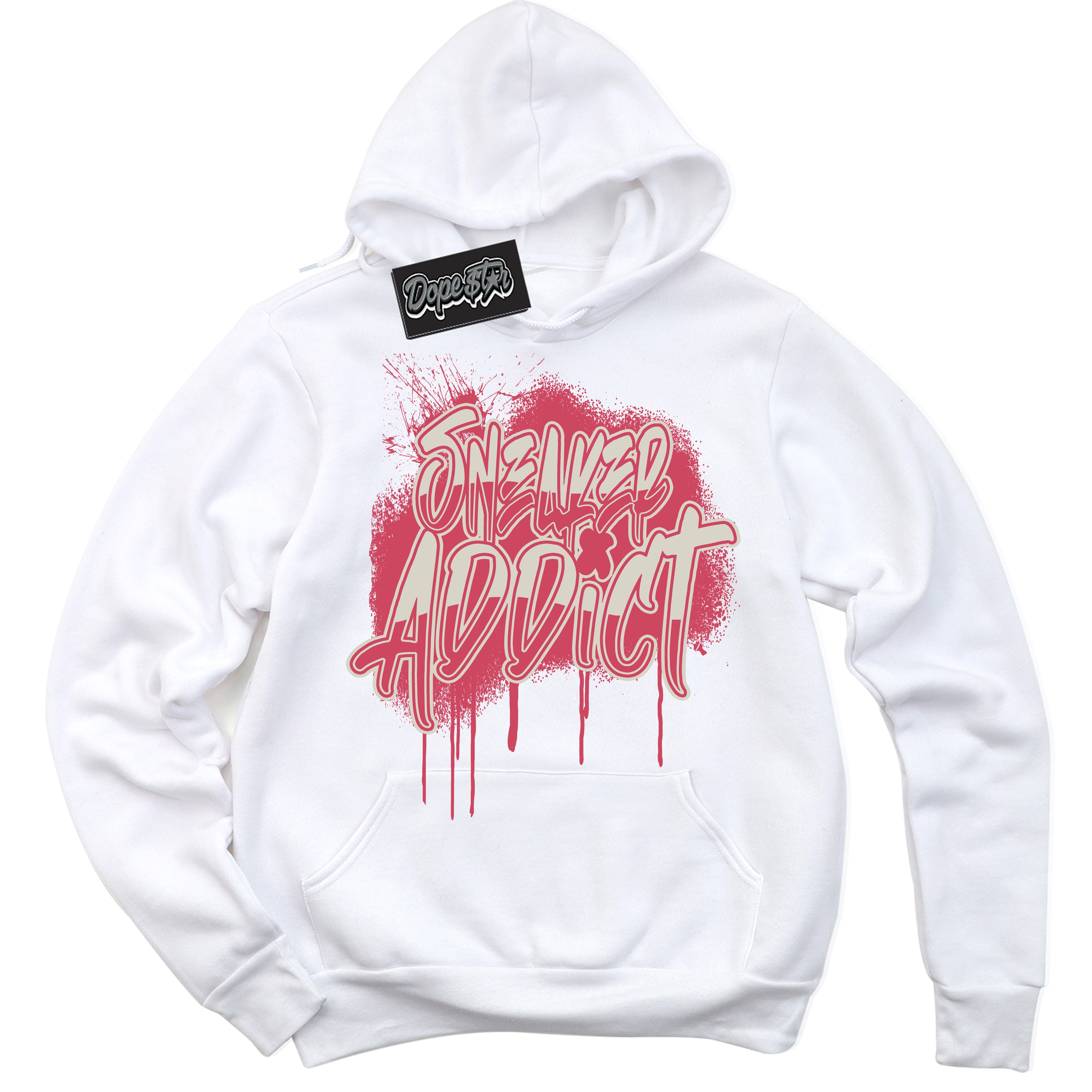 Cool White Hoodie with “Sneaker Addict” design that Perfectly Matches Next Nature Aster Pink Dunk.